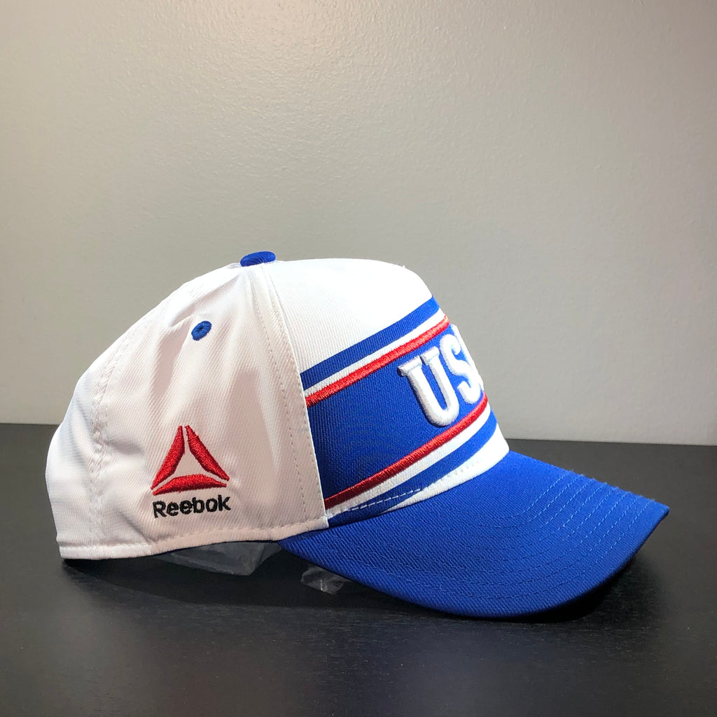 [VY09Z] UFC USA Structured Snapback Adjustable Hat - White | Royal | Red
