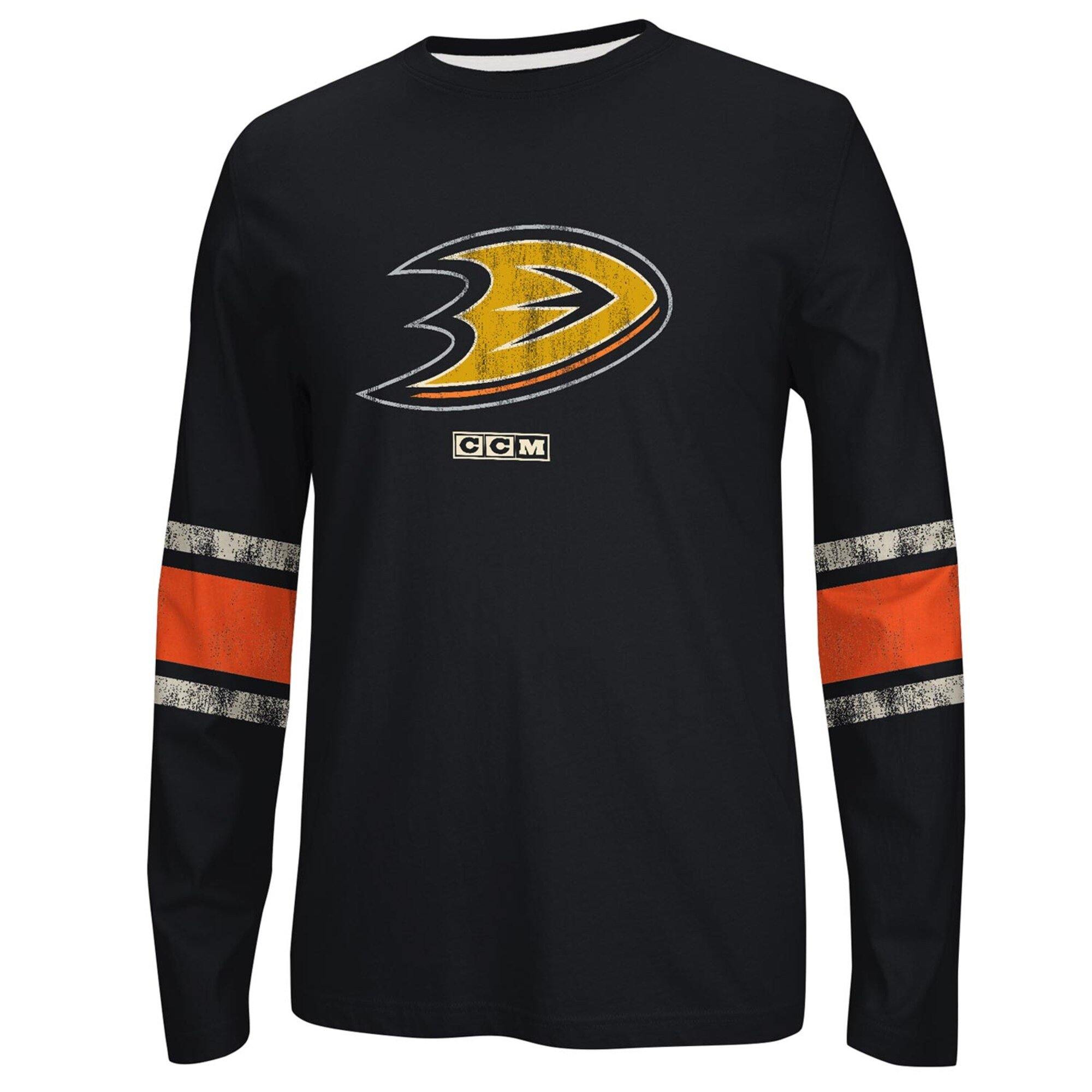 [L85898] Mens Reebok NHL CCM Long Sleve Logo Crew Anahiem Ducks - sneakAR