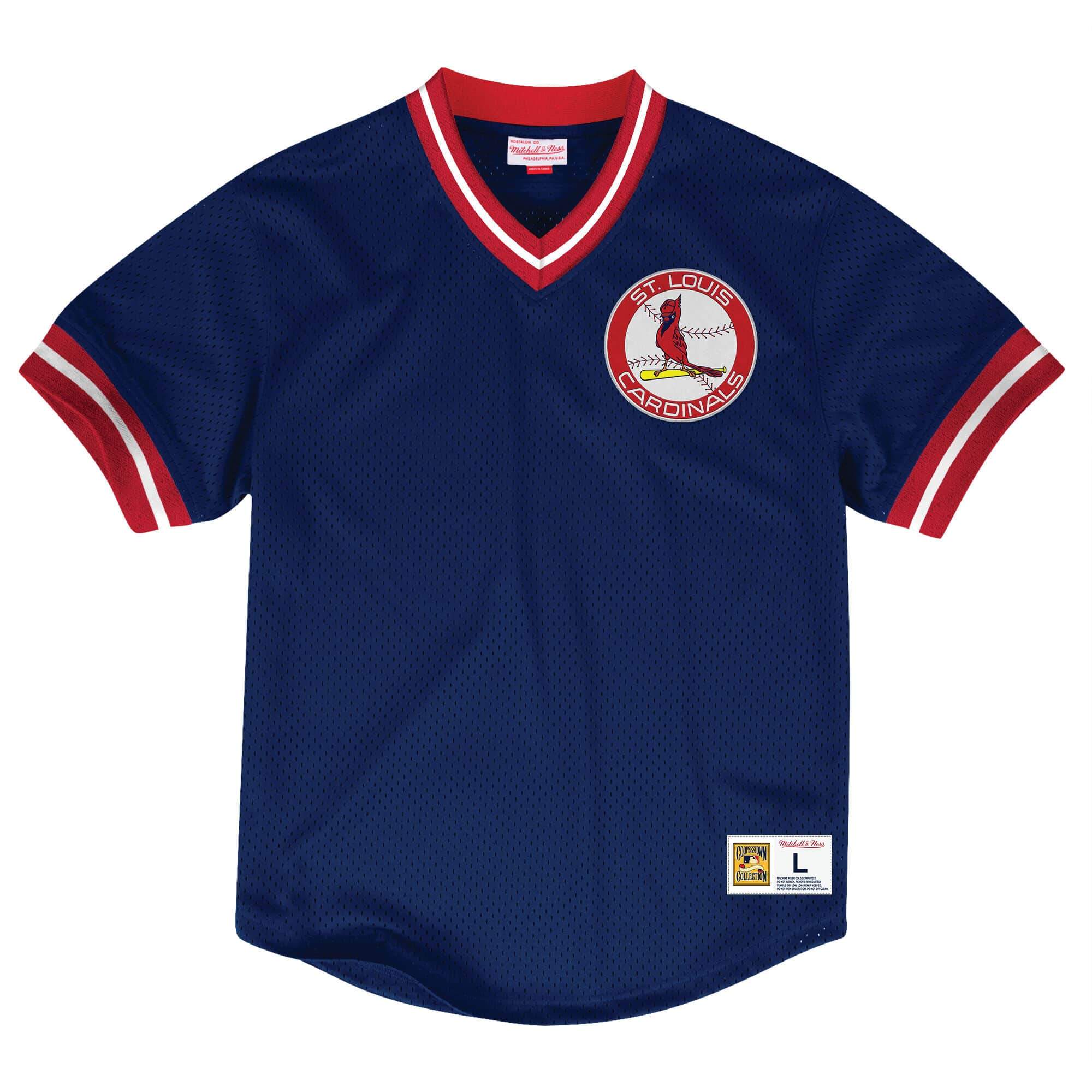 [LA854O-SLC-B-CID] Mens Mitchell & Ness MLB Mesh V-Neck Cardinals