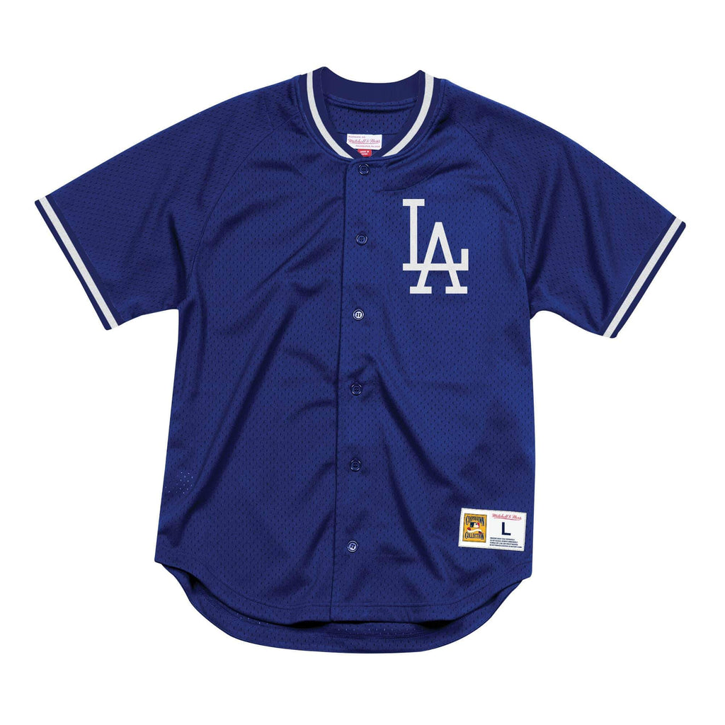 [LA87PG-LAD-B-JKC] Mens Mitchell & Ness MLB Seasoned Pro Mesh Button Front Dodgers