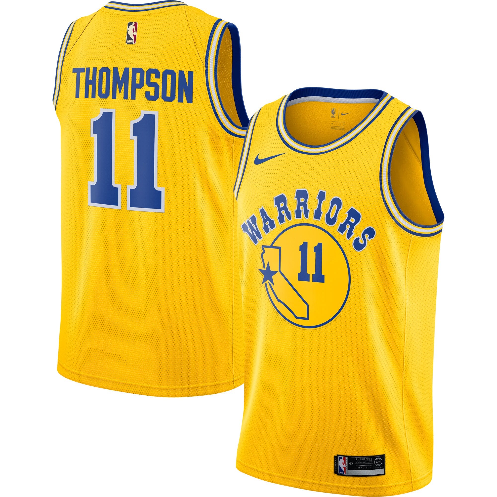 [AJ3878-730] Nike Mens NBA Golden State Warriors Klay Thompson Hardwood Classics Swingman Jersey