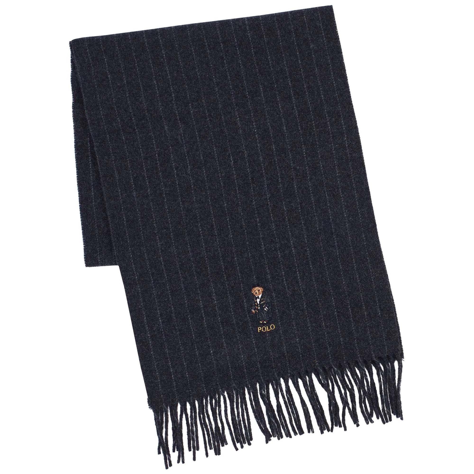 [PC0619-001] Mens Polo Ralph Lauren Holiday Bear Chalk Stripe Scarf