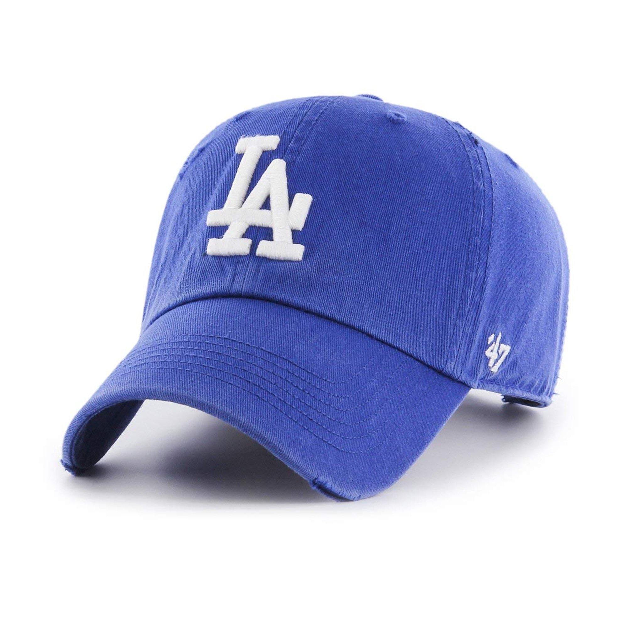 Mens 47 Brand LA Dodgers Distressed Clean Up Strapback - Royal Blue - sneakAR