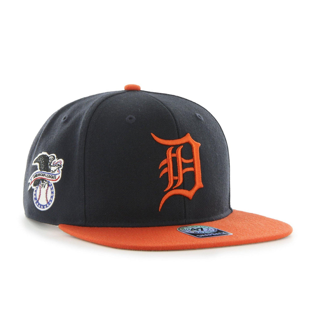 Mens 47 Brand Detroit Tigers Sure Shot Snapback - Navy/Orange - sneakAR