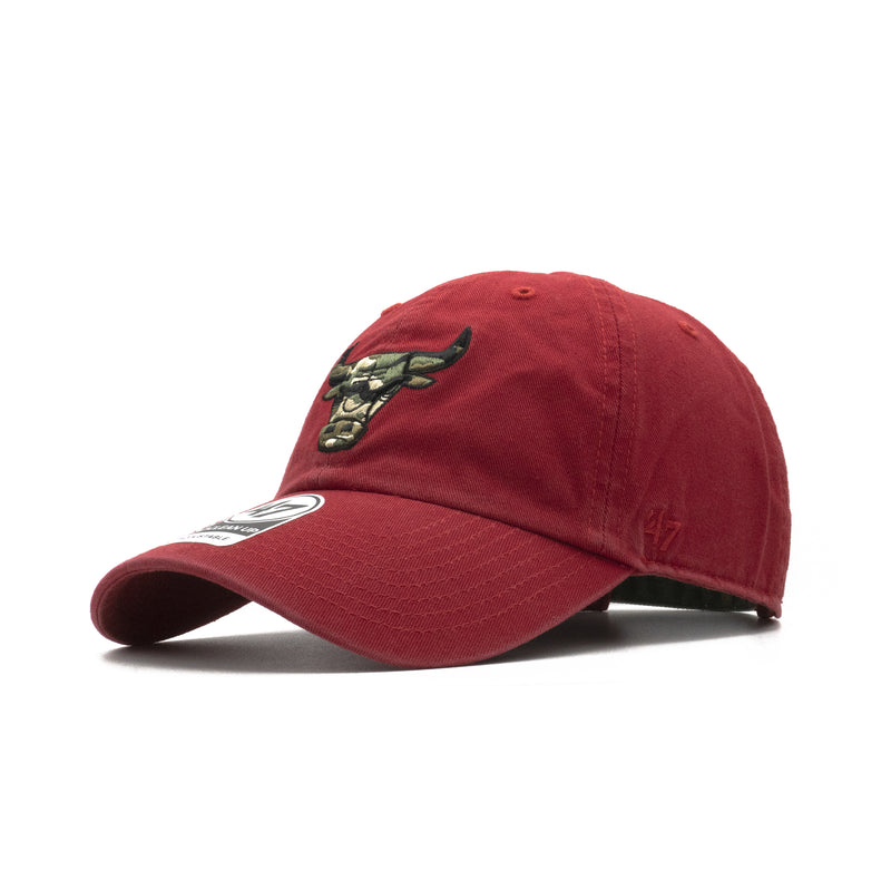 Mens 47 Brand Chicago Bulls Clean Up Strapback - Red/Camo