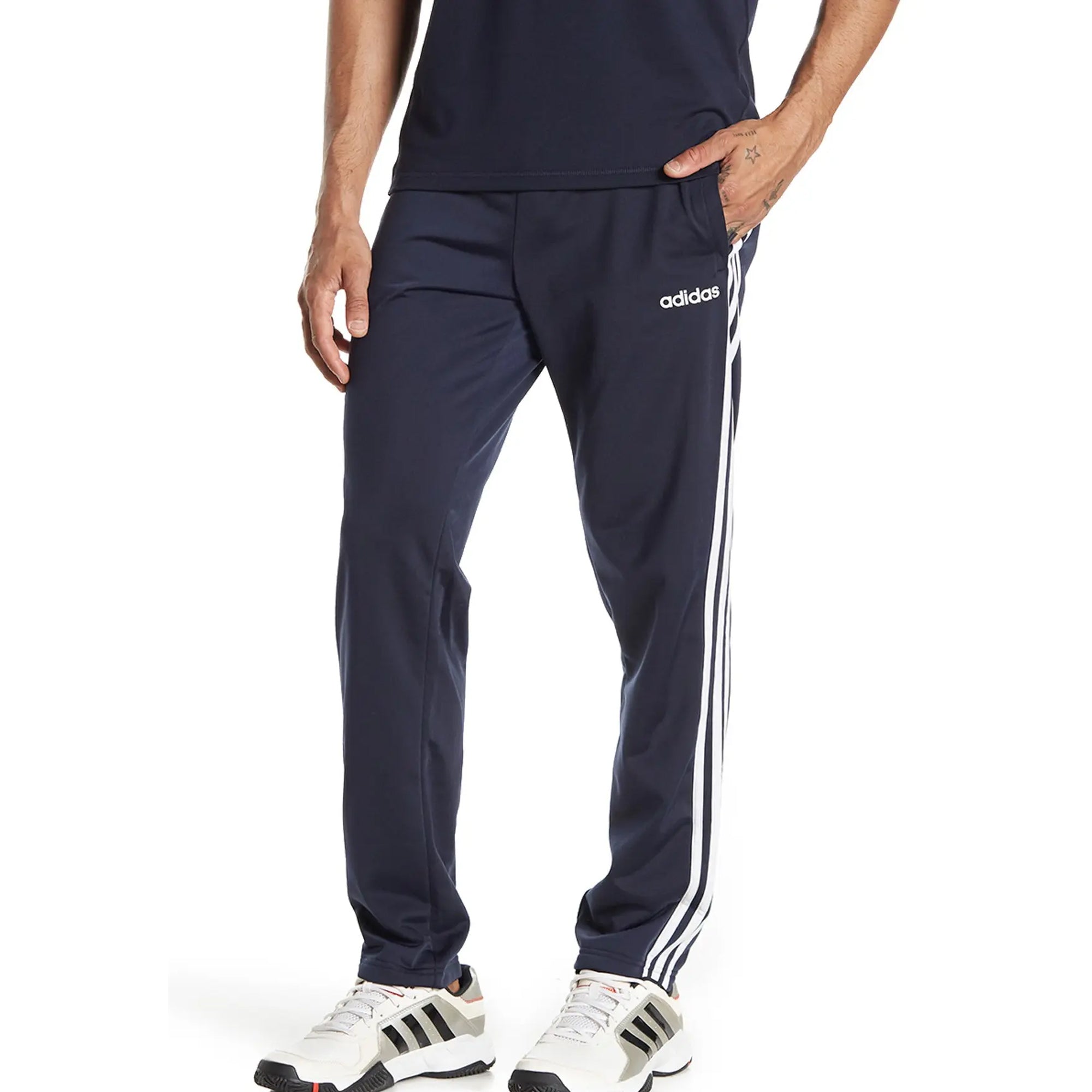 [DU0464] Mens Adidas Essentials 3-Stripes Tapered Pants