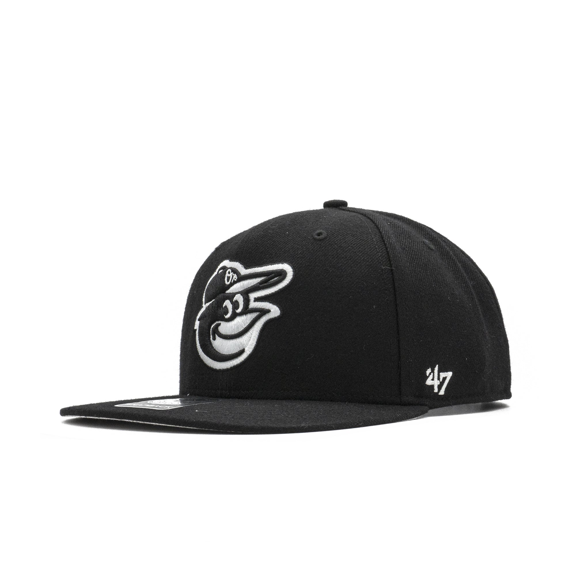 Mens 47 Brand Baltimore Orioles Sure Shot Snapback - Black/White