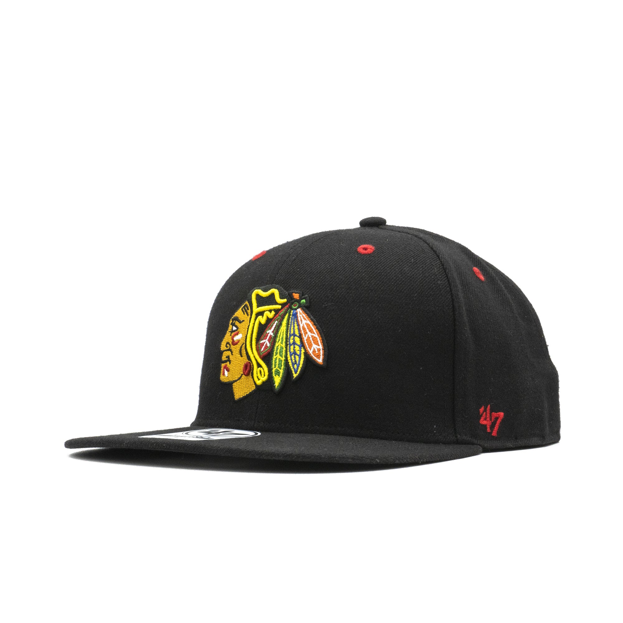 Mens 47 Brand Chicago Blackhawks Pro Fitted - Black