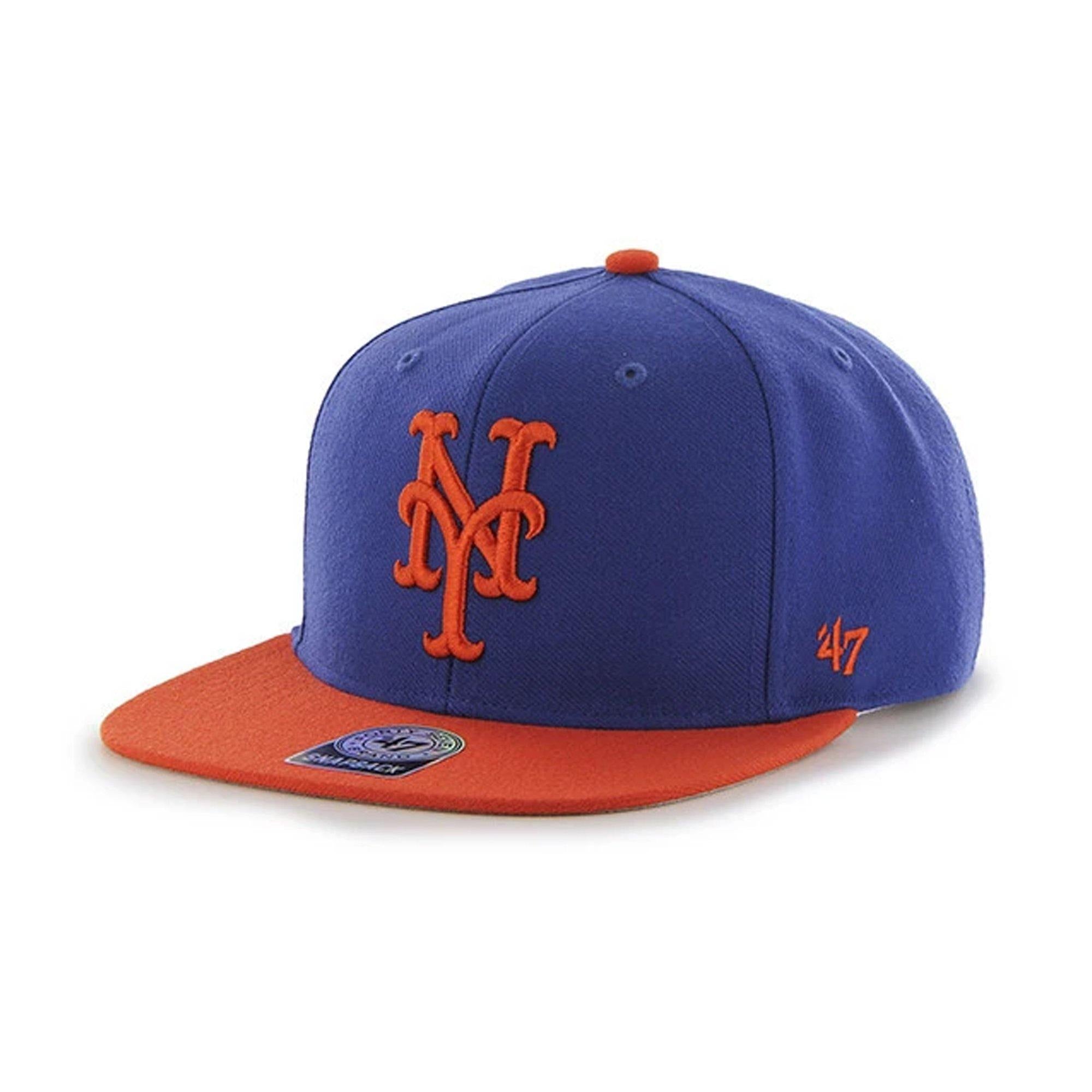 Mens 47 Brand NY Mets Captain Snapback - Blue/Orange - sneakAR
