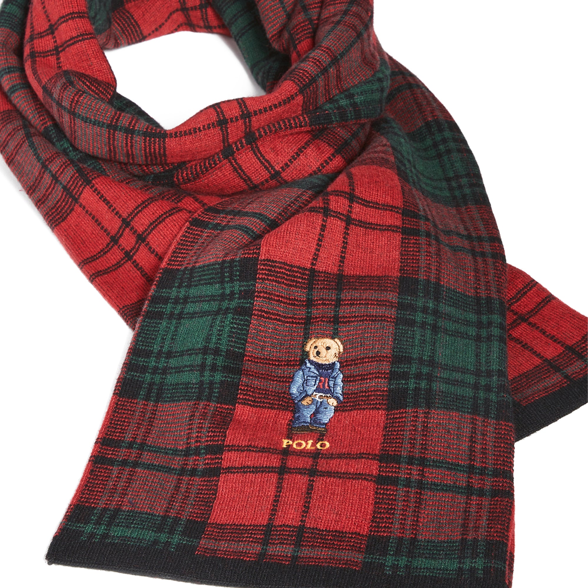 [PC0615-625] Mens Polo Ralph Lauren Plaid Bear Scarf