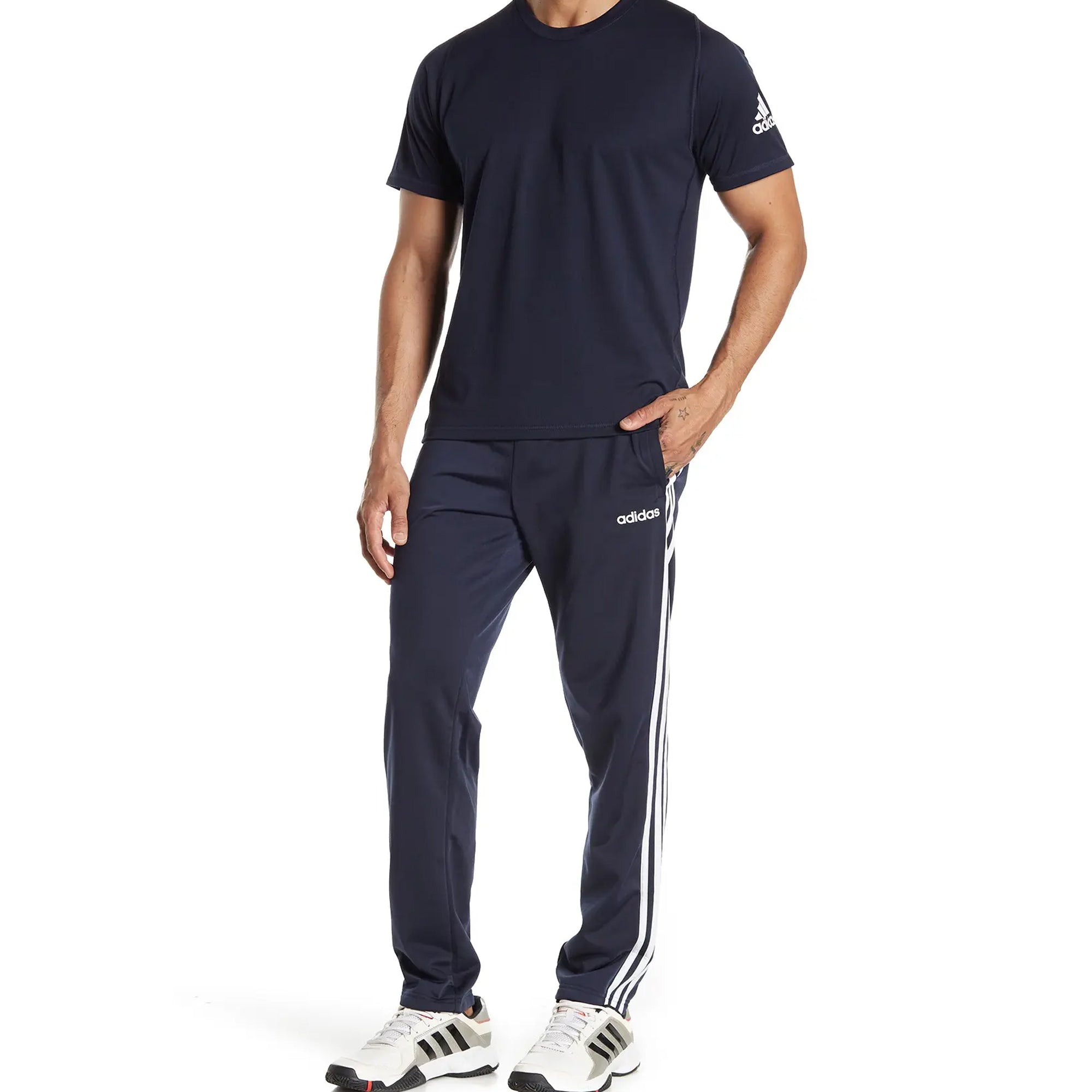 [DU0464] Mens Adidas Essentials 3-Stripes Tapered Pants