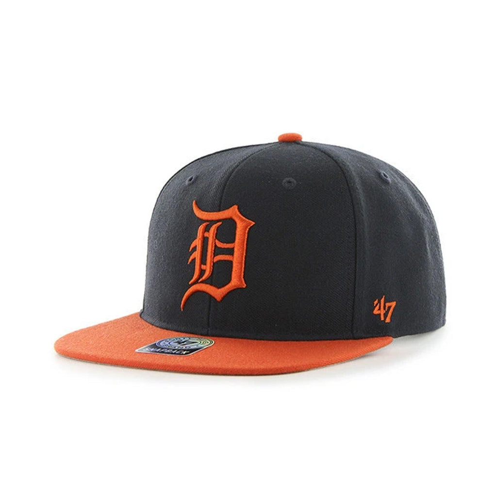 Mens 47 Brand Detroit Tigers Sure Shot Snapback - Navy/Orange - sneakAR