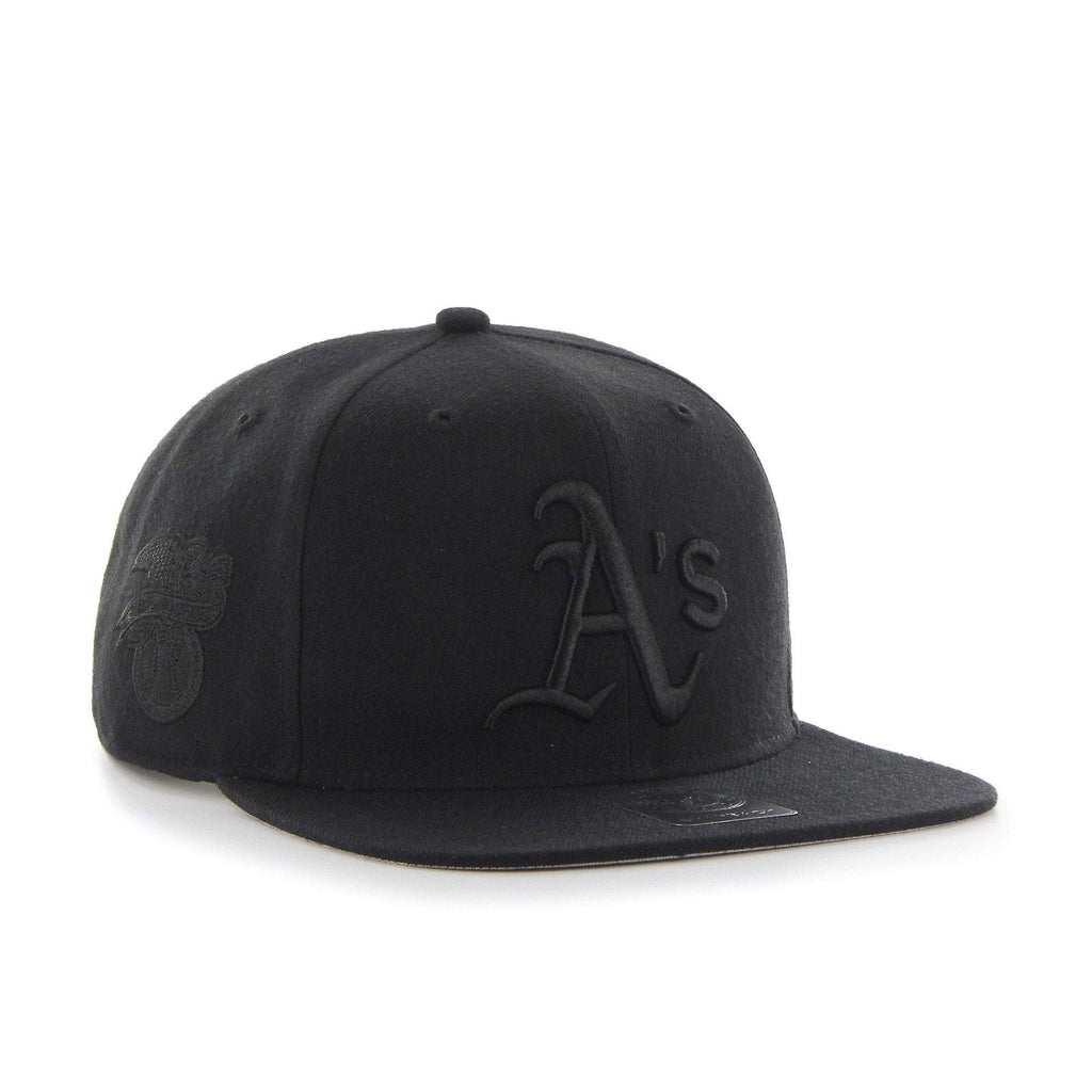 Mens 47 Brand Oakland Athletics Sure Shot Captain Snapback - Black - sneakAR
