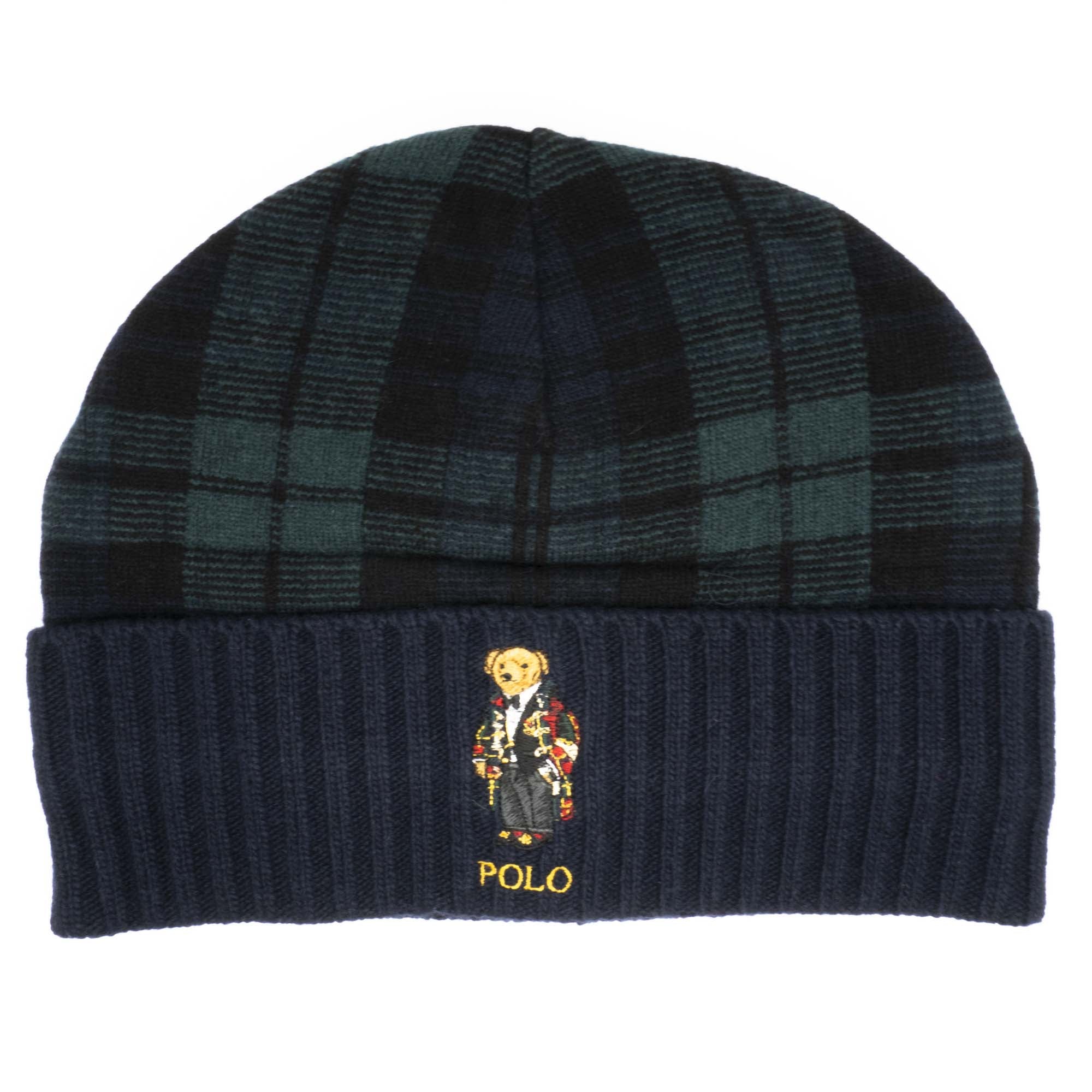 [PC0565-361] Mens Polo Ralph Lauren Plaid Bear Beanie