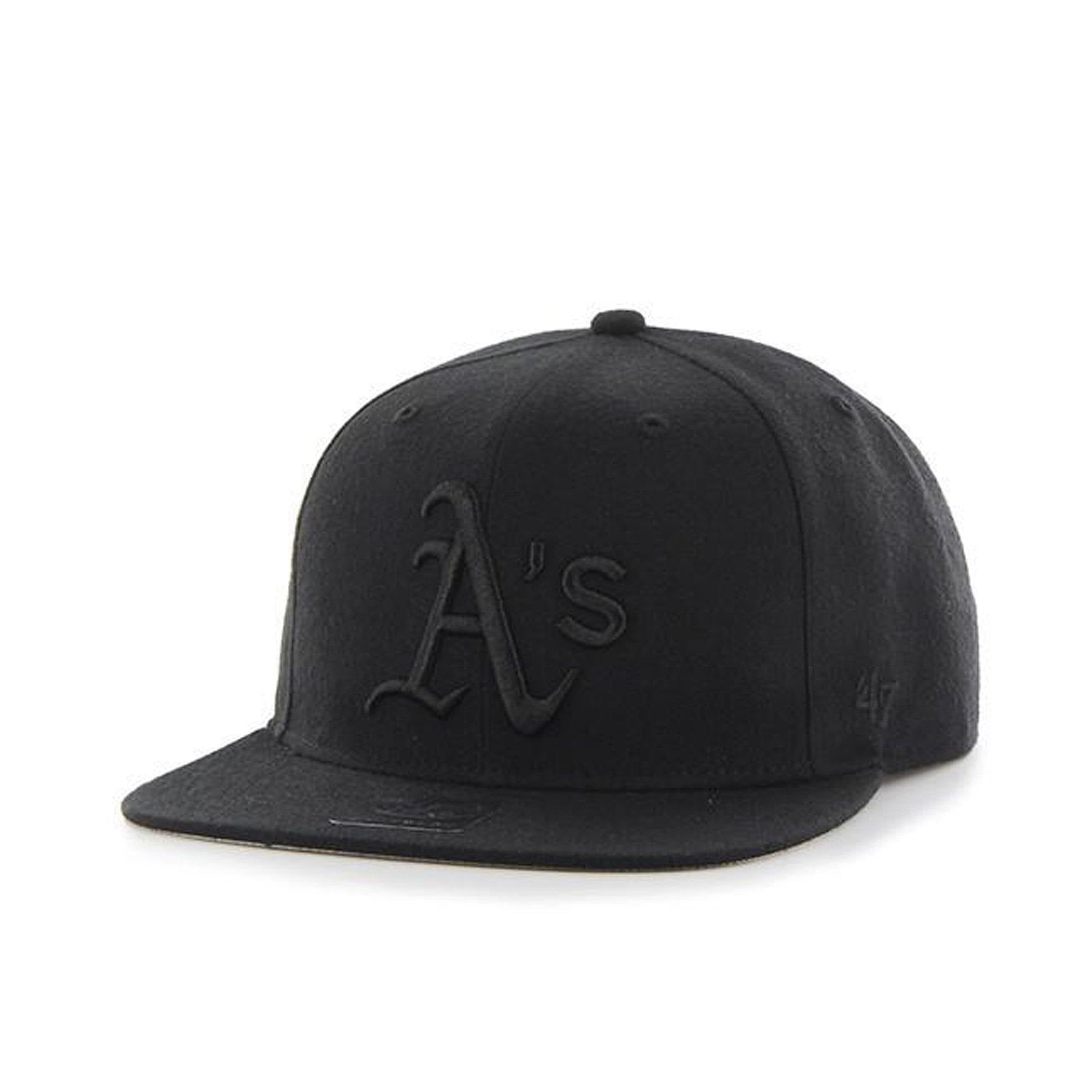 Mens 47 Brand Oakland Athletics Sure Shot Captain Snapback - Black - sneakAR