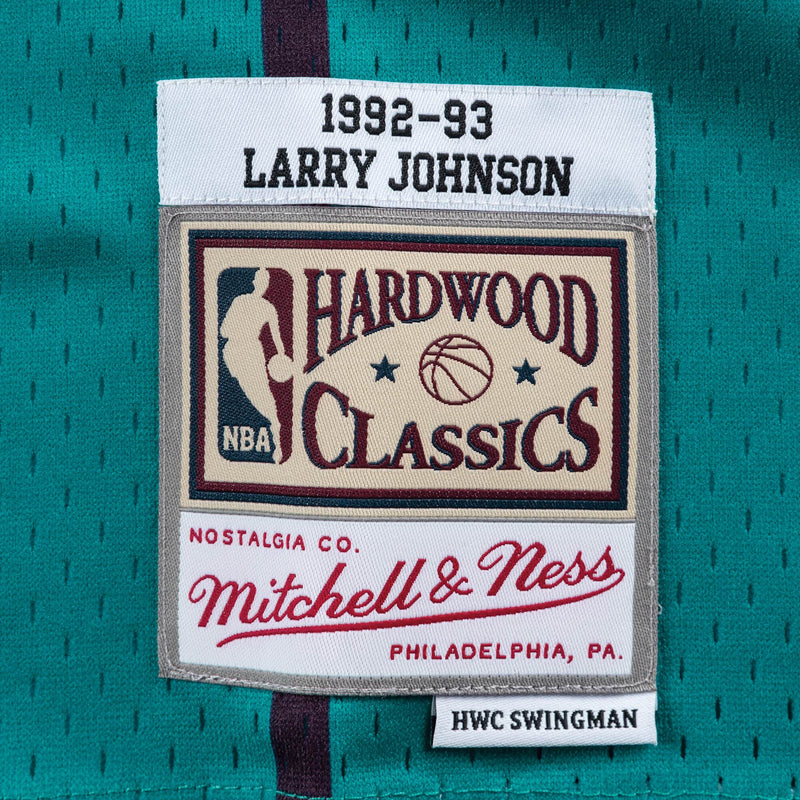 Mens Mitchell & Ness NBA Swingman Road Jersey Charlotte Hornets 92 Larry Johnson