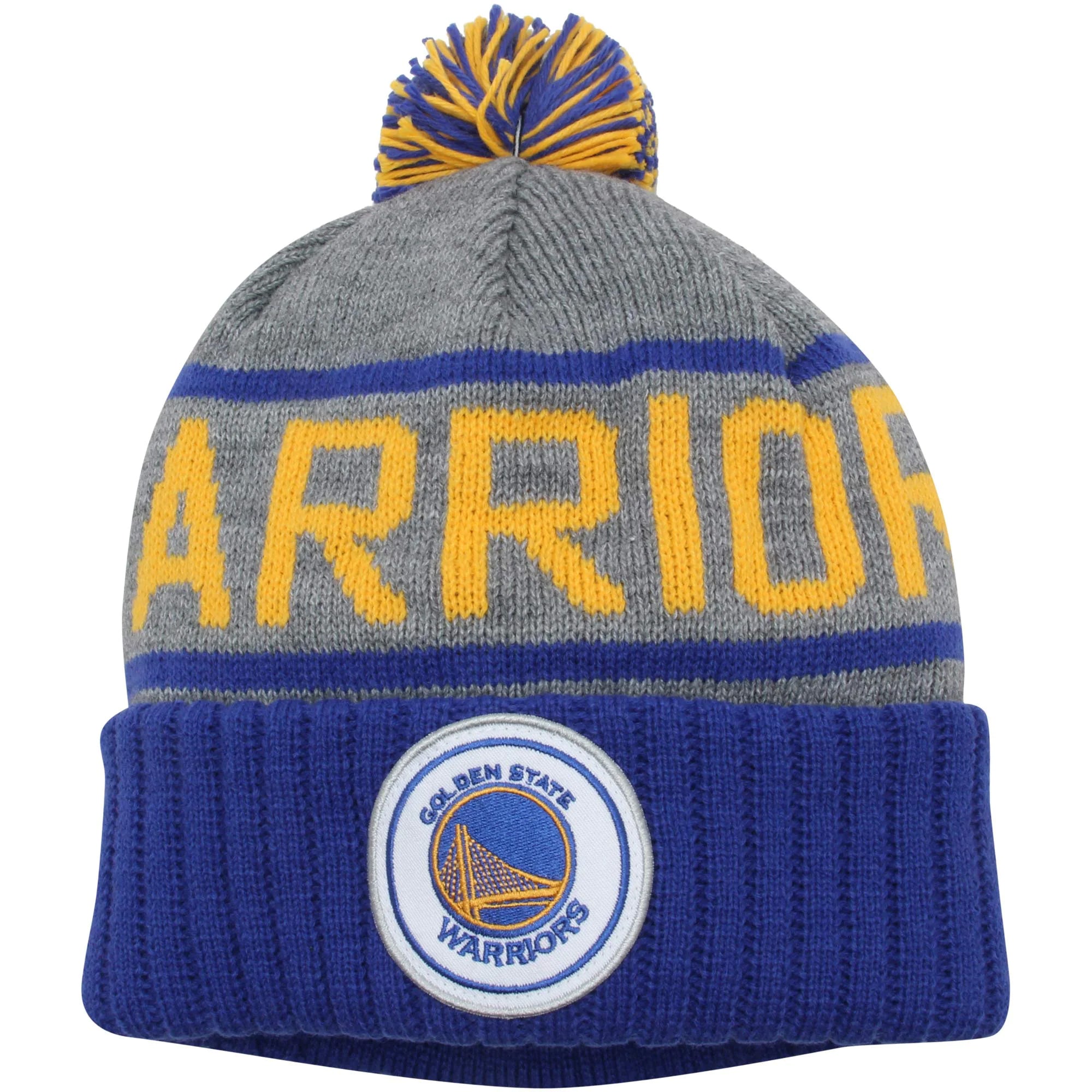 [KJ58Z-GTE-A-5WARRI] Mens Mitchell & Ness NBA Golden State Warriors High 5 Cuffed Knit Beanie
