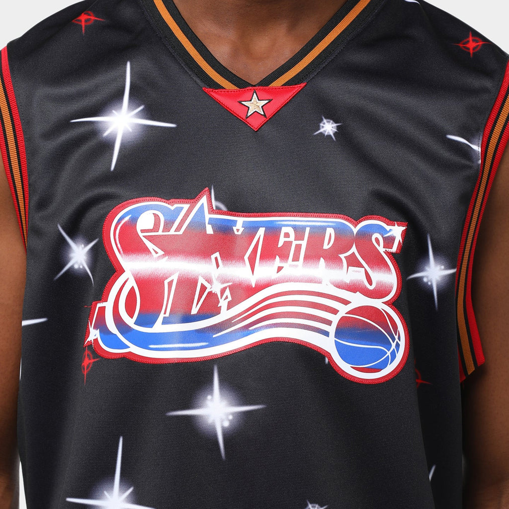 Mens Mitchell & Ness NBA Airbrush Knit Jersey Philadelphia 76ers