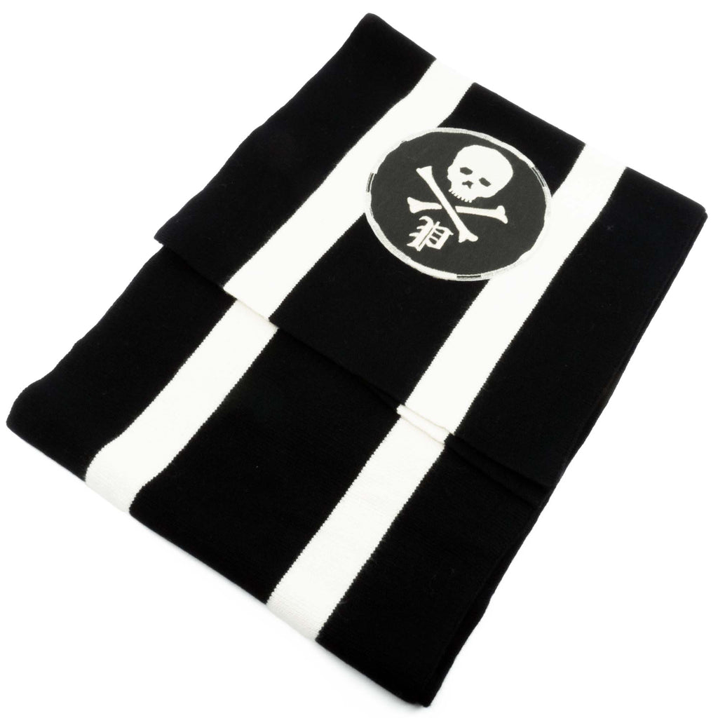 [PC0622-100] Mens Polo Ralph Lauren Stripe Skull Cross Bones Applique Knit Scarf