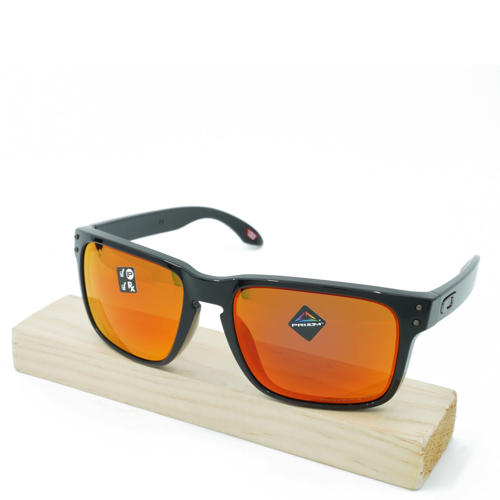 [OO9102-F1] Mens Oakley Holbrook Polarized Sunglasses -Polished Black/PRIZM Ruby