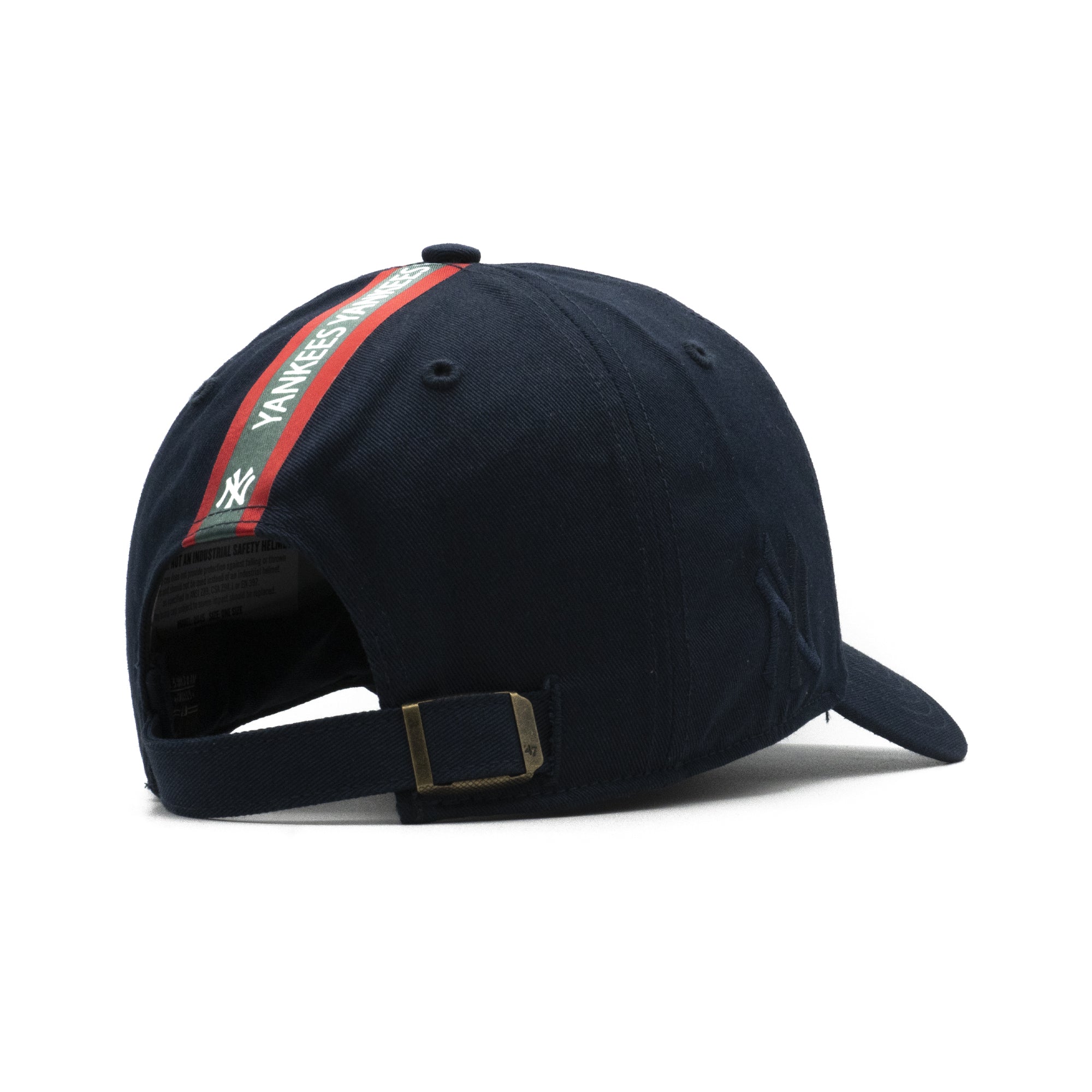 Mens 47 Brand NY Yankees Triple Stripe Clean Up Strapback - Navy/Green/Red