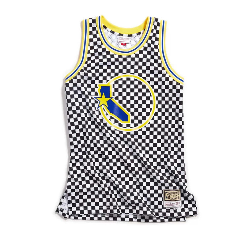 [BA8A45-GSW-W-MYO] Mens Mitchell & Ness NBA Golden State Warriors Checked Swingman Jersey