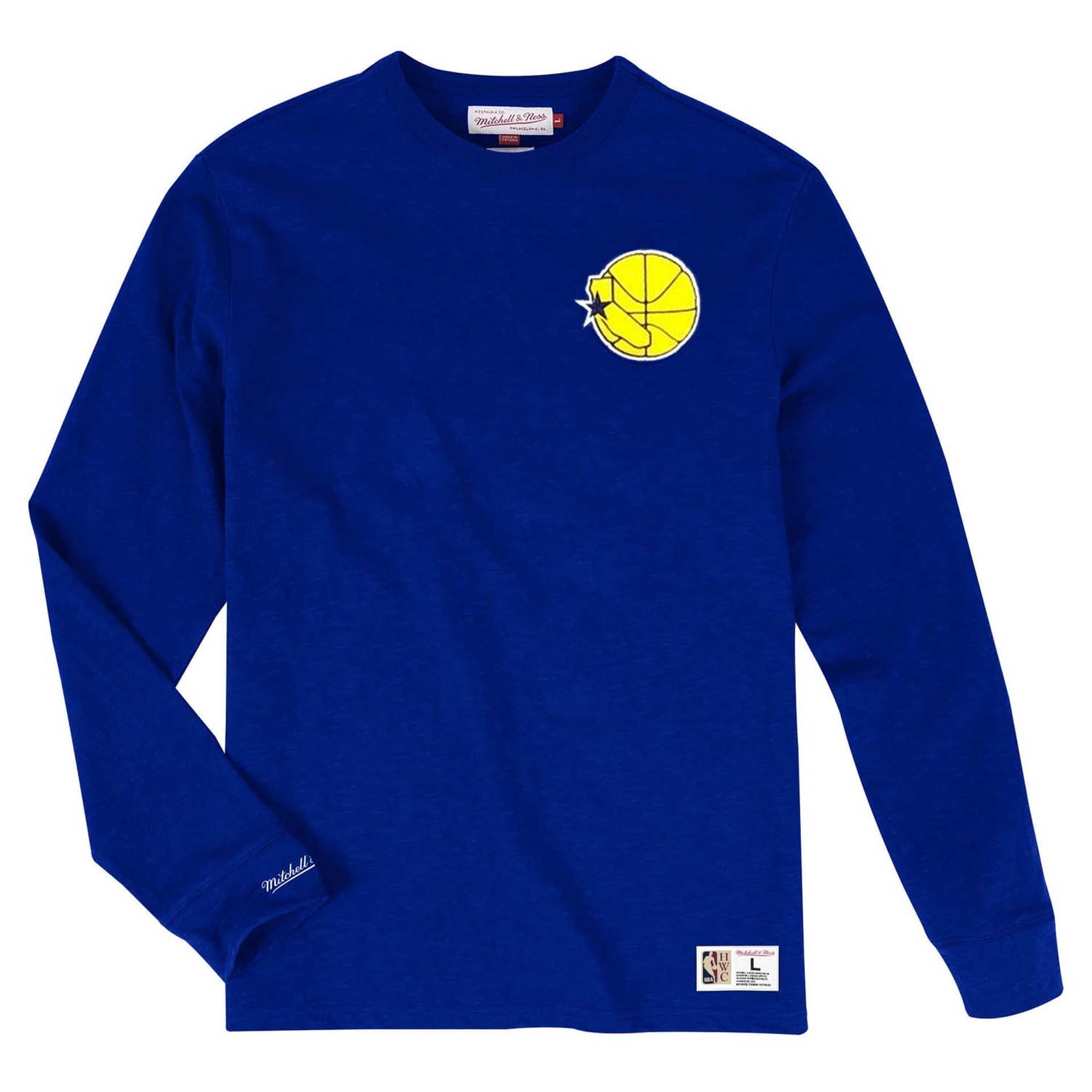 [LNSLDF18010-GSWROYA1] Mens Mitchell & Ness NBA Golden State Warriors Slub Longsleeve Tee