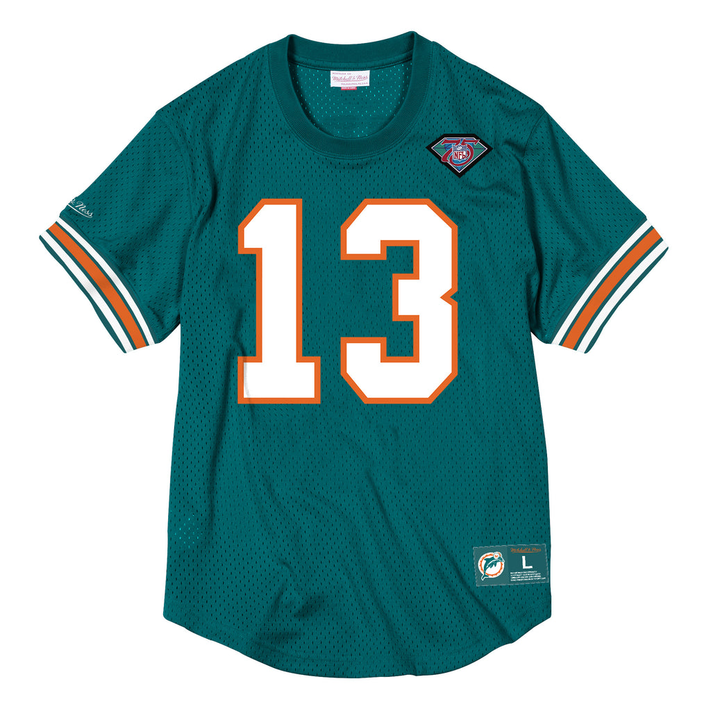 Mens Mitchell & Ness NFL Name & Number Mesh Crew Neck Miami Dolphins