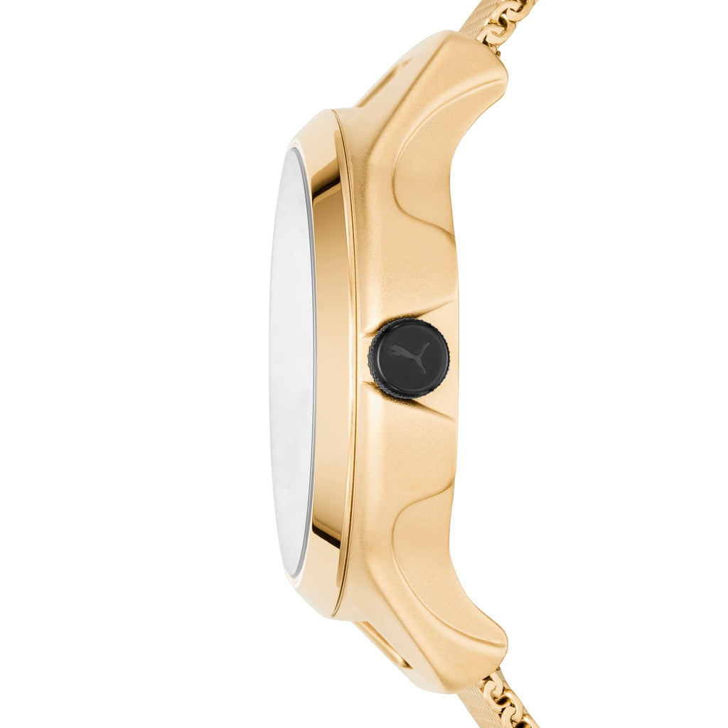 [928605-01] Mens Puma Reset P5006 Gold Stainless-Steel Quartz Watch