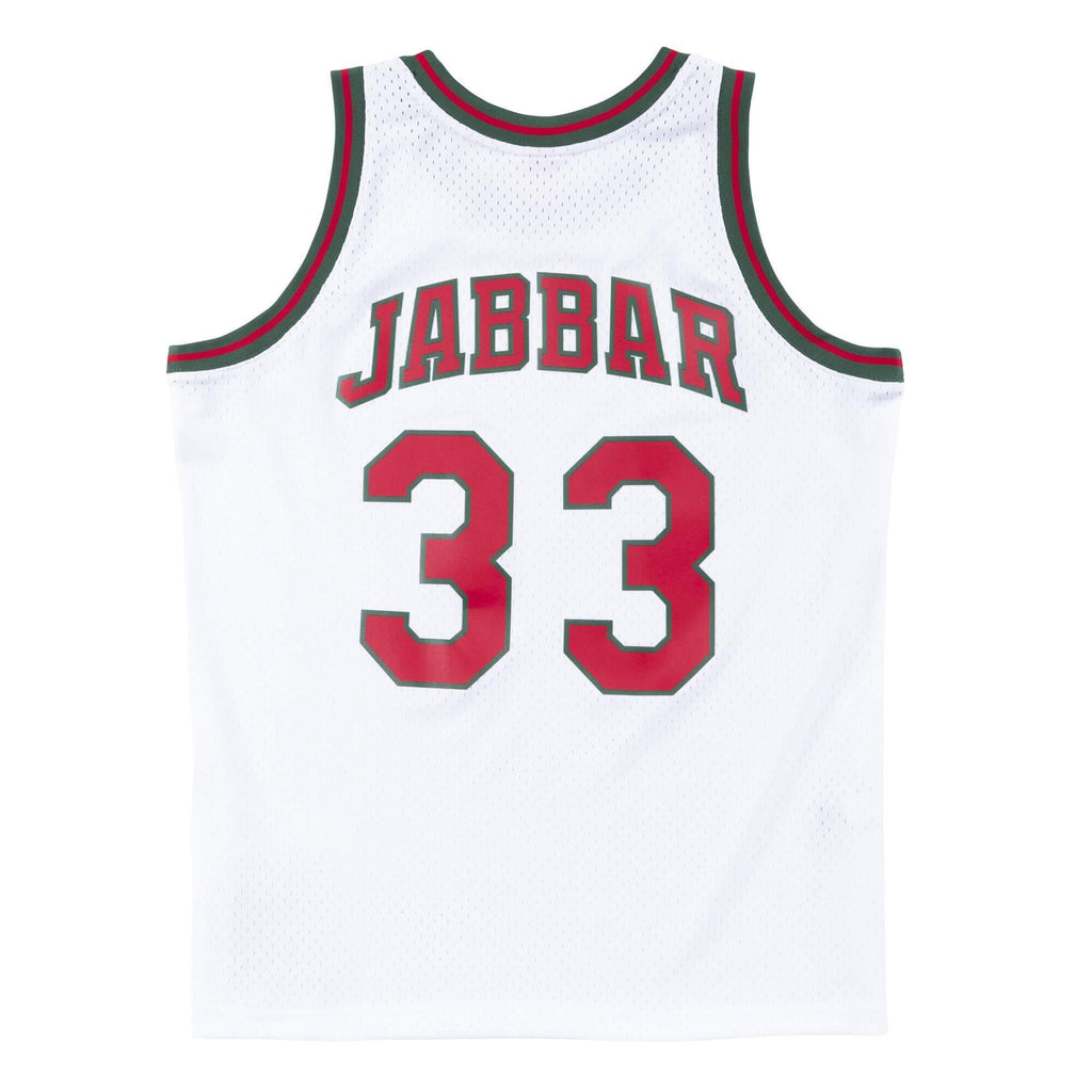 [SMJYAC18108-MBUWHIT71KAB] Mens Mitchell & Ness NBA Swingman Jersey Bucks 71 Kareem Abdul-Jabbar