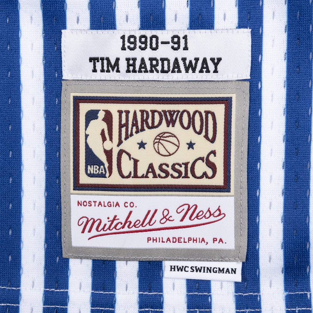 Mens Mitchell & Ness NBA Striped Swingman Jersey GS Warriors 1990 Tim Hardaway
