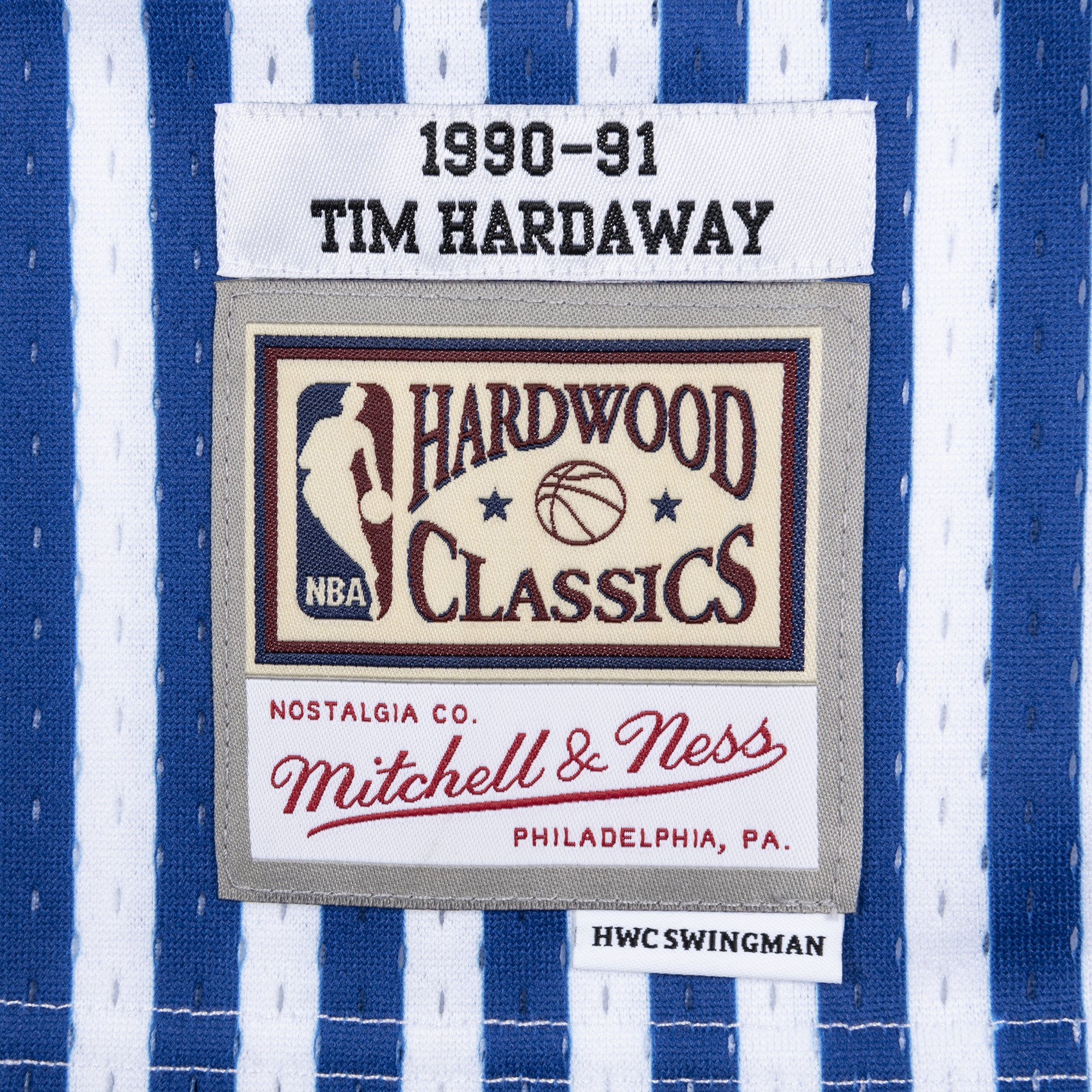 Mens Mitchell & Ness NBA Striped Swingman Jersey GS Warriors 1990 Tim Hardaway