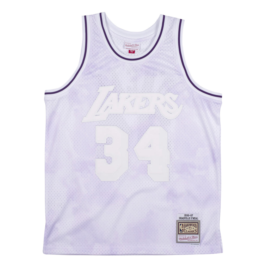 Mens Mitchell & Ness NBA Cloudy Skies Swingman Jersey LA Lakers 1996 Shaq