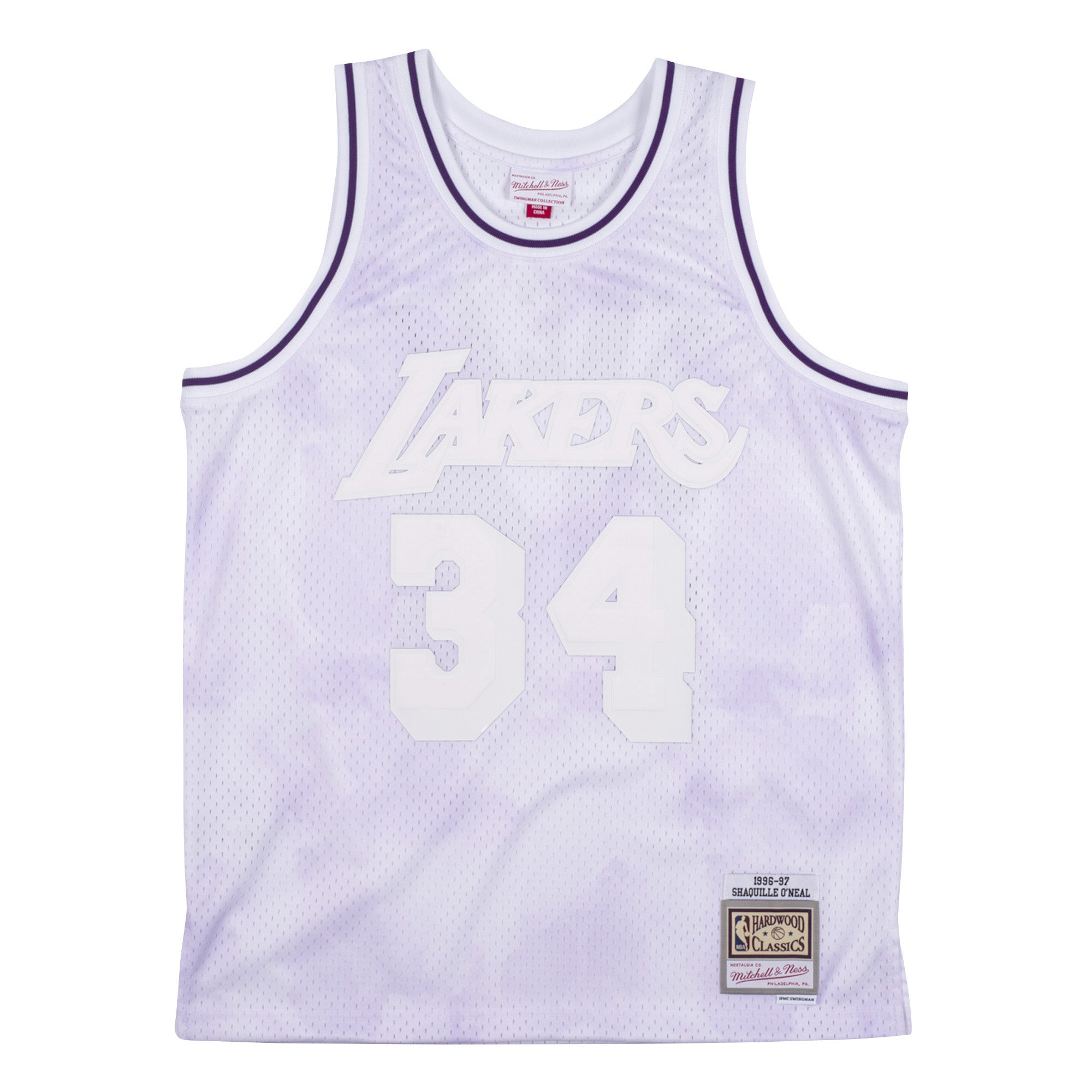 Mens Mitchell & Ness NBA Cloudy Skies Swingman Jersey LA Lakers 1996 Shaq