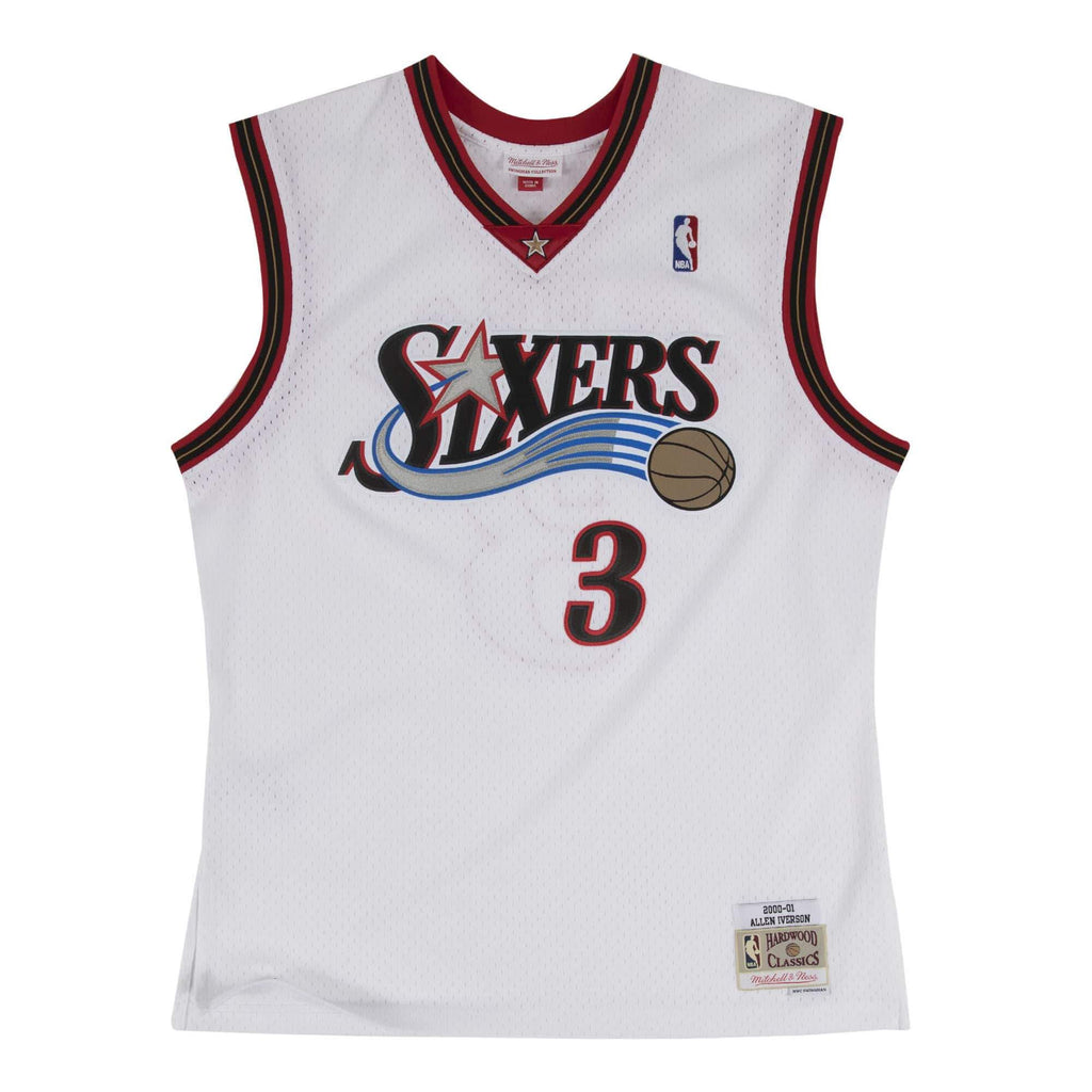 [SMJYGS18200-P76WHIT00AIV] Mens Mitchell & Ness NBA Swingman Home Jersey 76ers 00 Allen Iverson