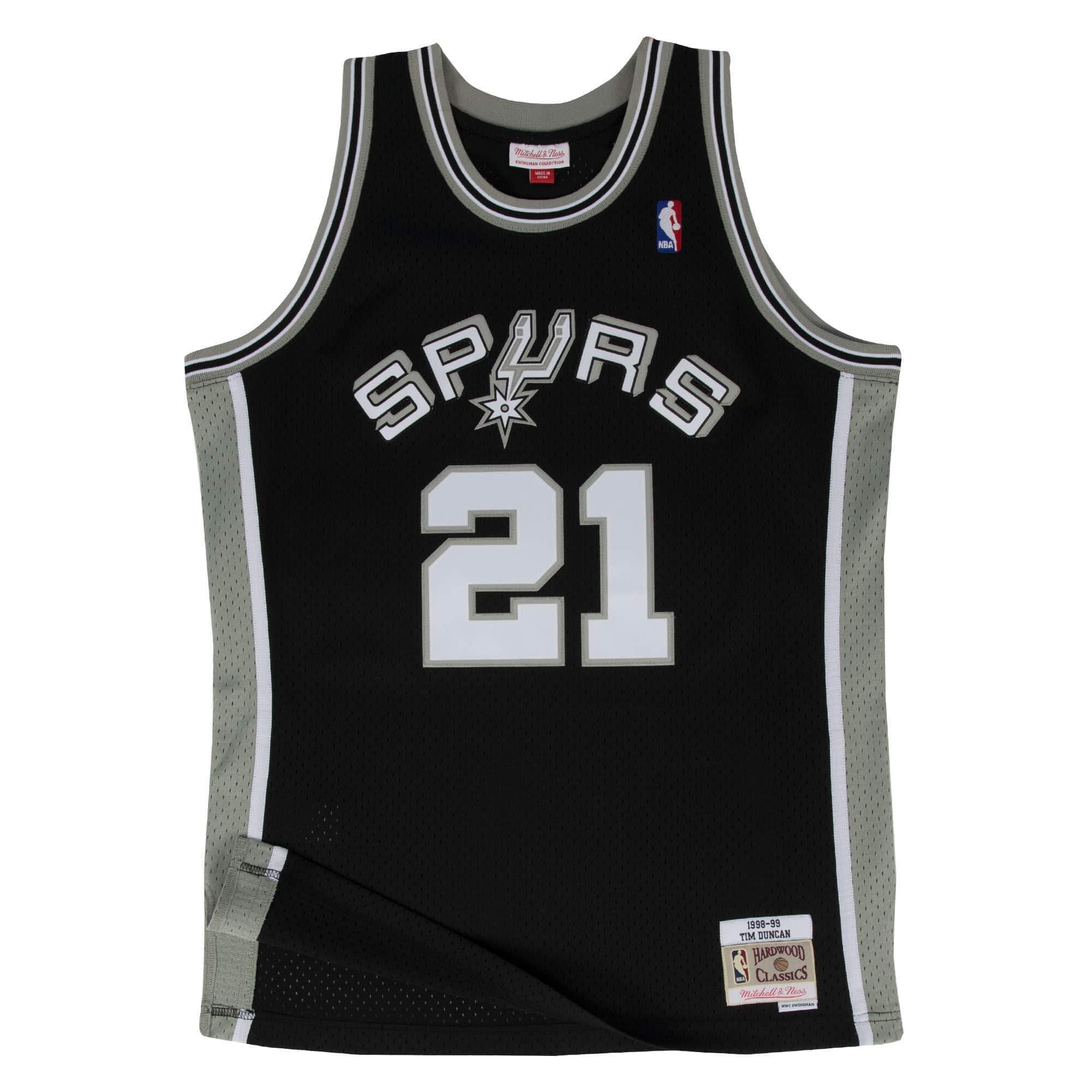 [SMJYGS18208-SASBLCK98TDU] Mens Mitchell & Ness NBA Swingman Road Jersey Spurs 98 Tim Duncan