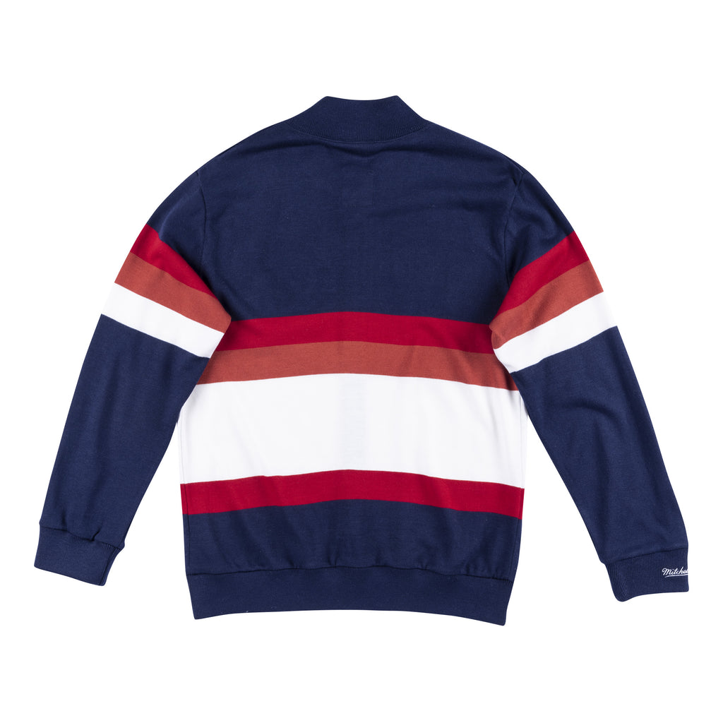 Mens Mitchell & Ness MLB Front Stripe Full Zip Sweater Boston Red Sox