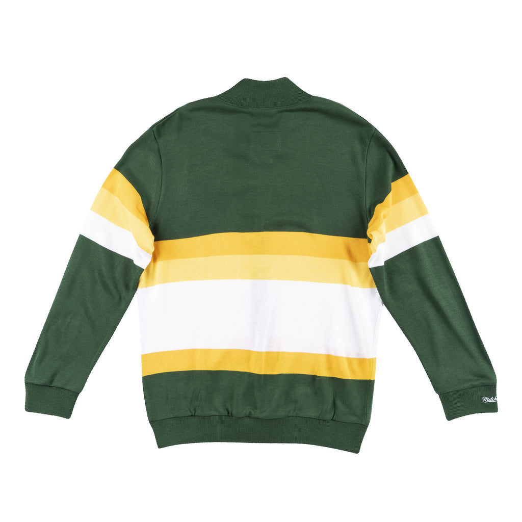 Mens Mitchell & Ness NFL Front Stripe Full Zip Sweater Green Bay Packers