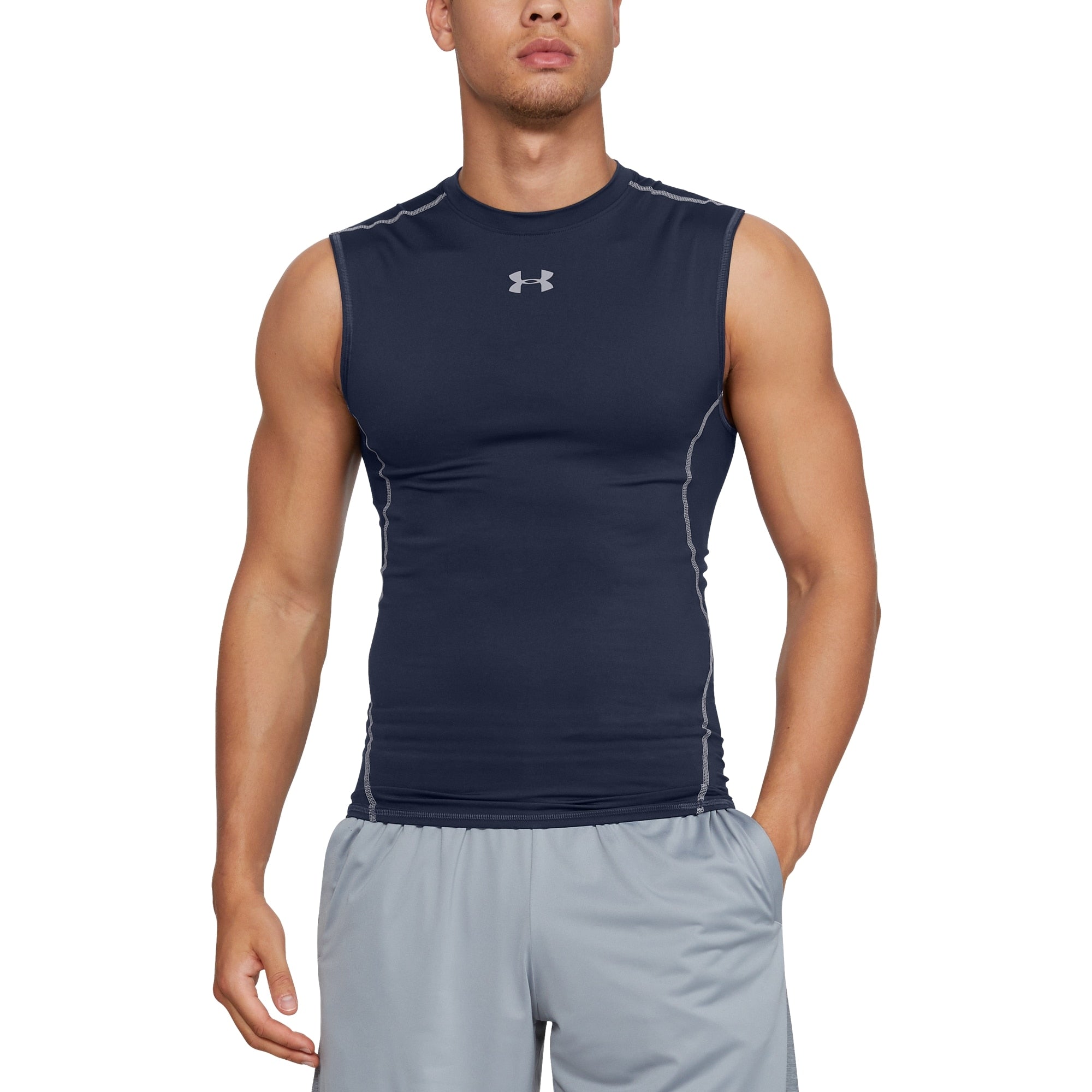 [1257469-410] Mens Under Armour HeatGear Armour Sleeveless Compression Shirt