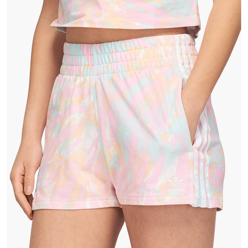 [GL6357] Womens Adidas Originals Tie Dye 3 Stripe Sweatshorts