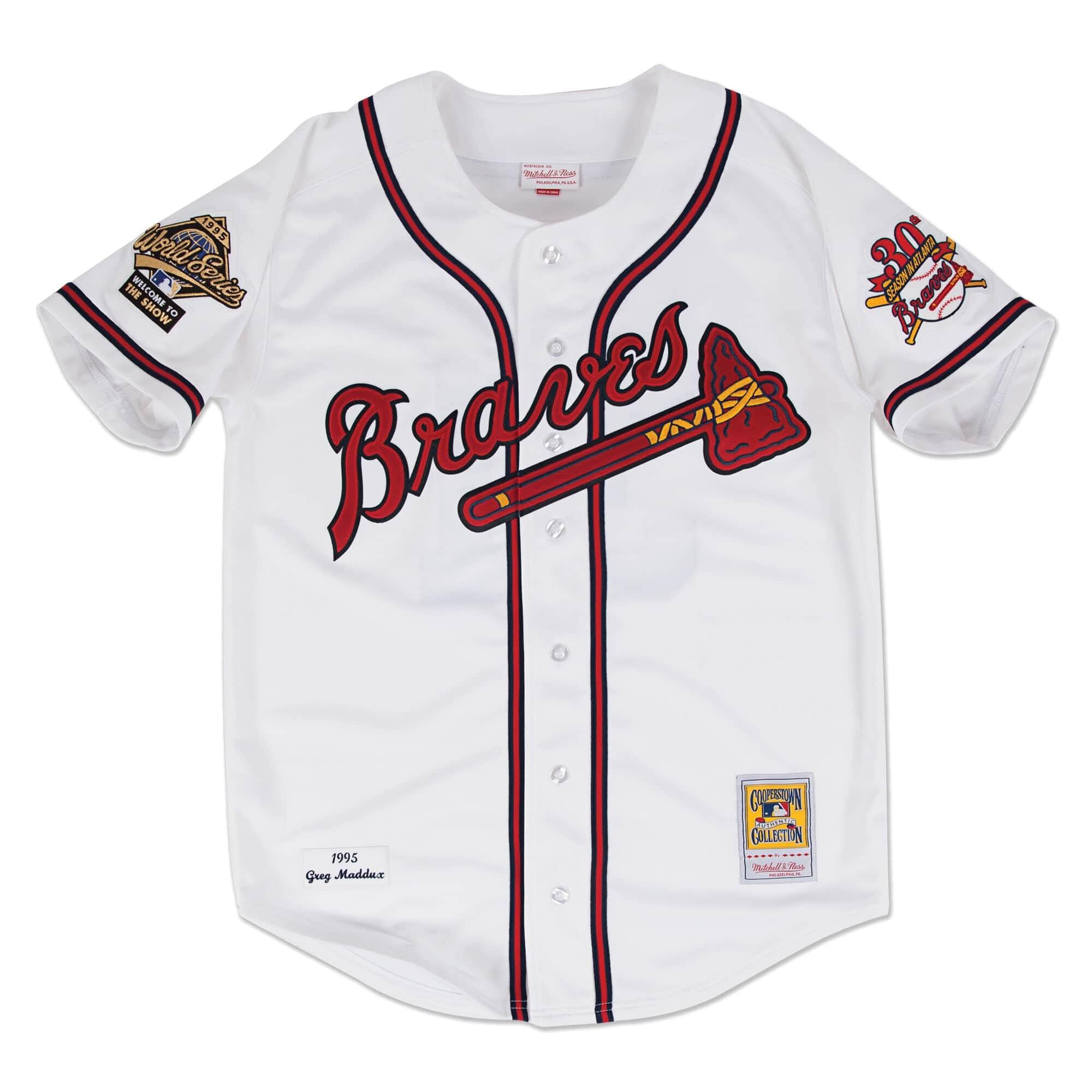 [AJY1GS18404-ABRWHIT95GMA] Mens Mitchell & Ness MLB Home Jersey Atlanta Braves 95 Greg Maddux - sneakAR