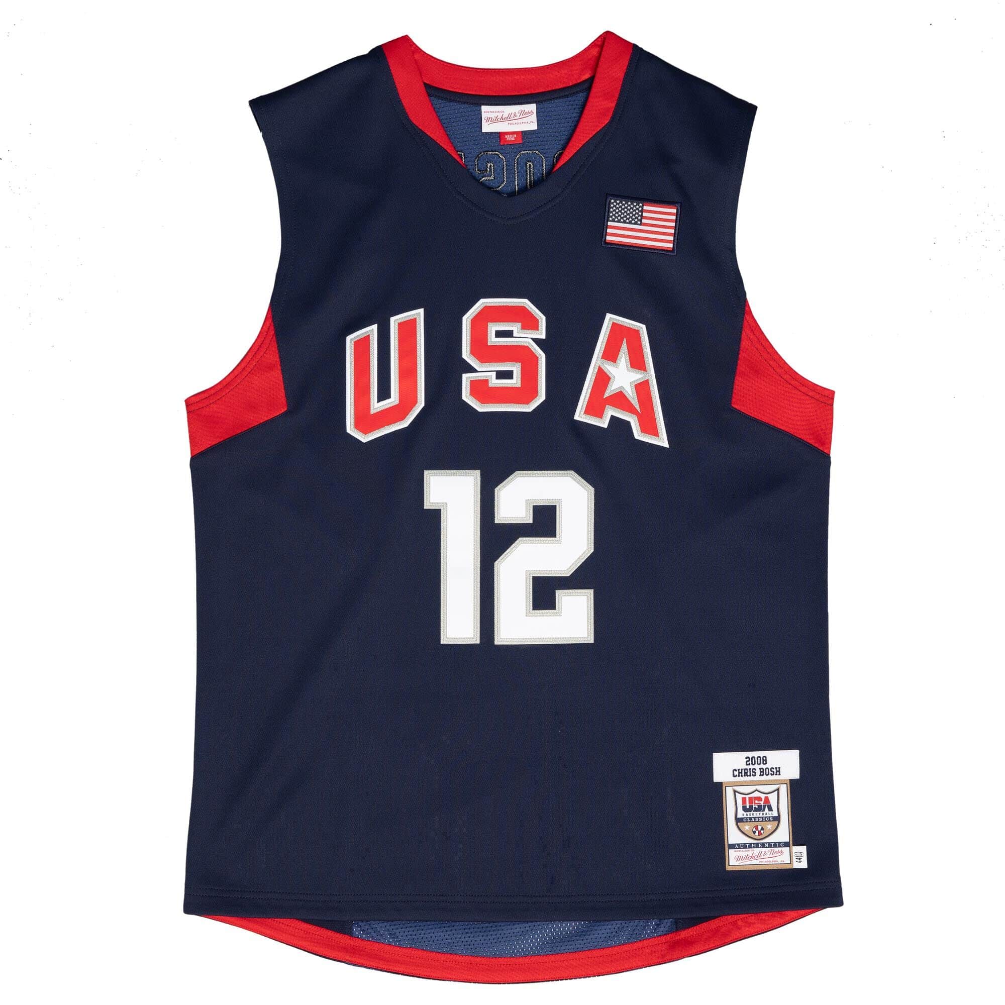 MITCHELL & NESS NBA DARK JERSEY USA 2008 CHRIS BOSH