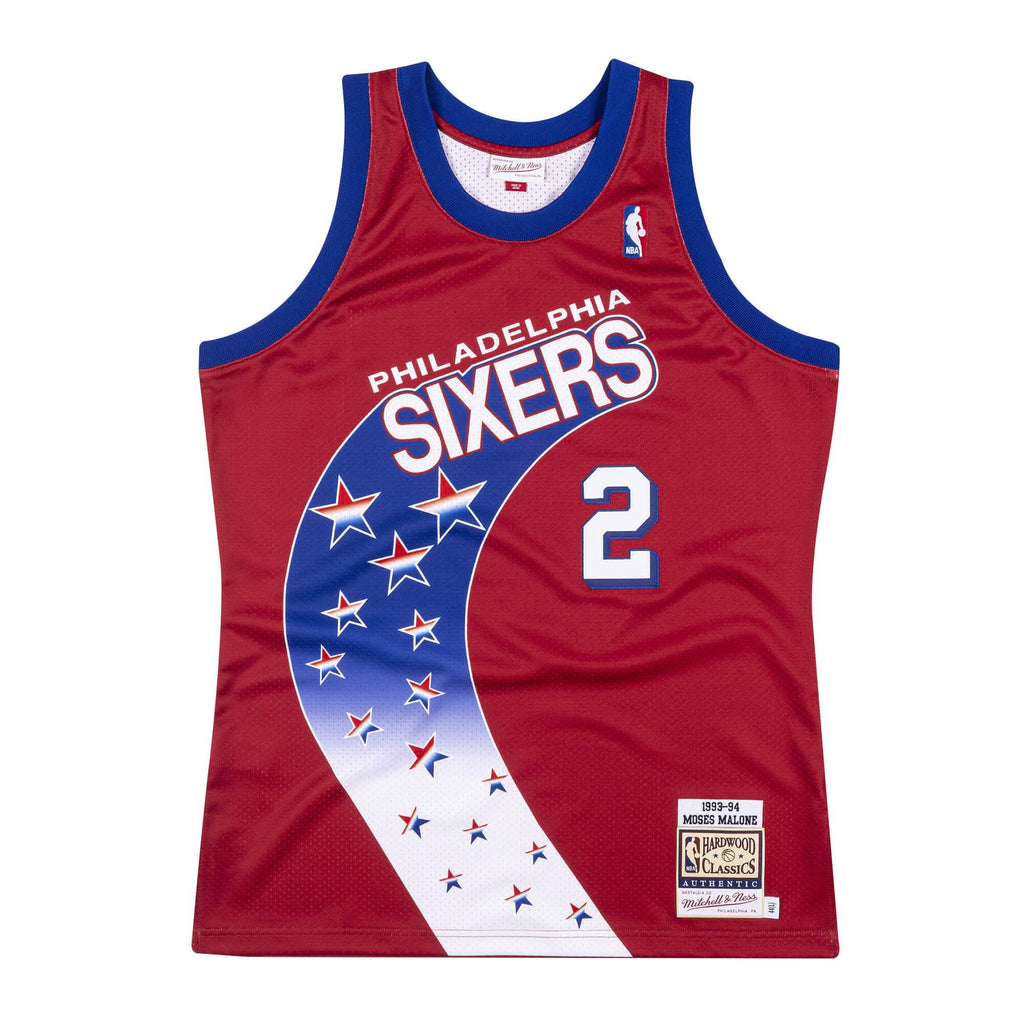 Mens Mitchell & Ness NBA Authentic Jersey 1993 Philadelphia 76ers Moses Malone - sneakAR