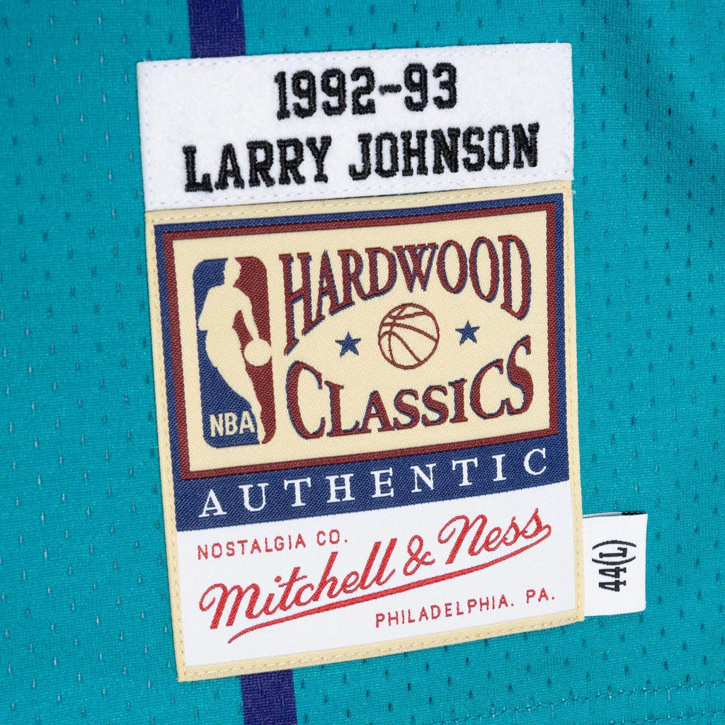MITCHELL & NESS NBA AUTHENTIC ROAD JERSEY CHARLOTTE HORNETS 92 LARRY JOHNSON