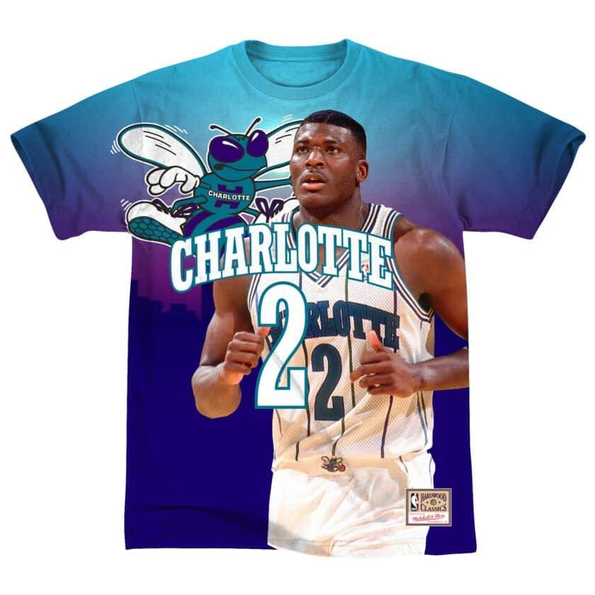 Mens Mitchell & Ness NBA City Pride Tee Charlotte Hornets Larry Johnson - sneakAR