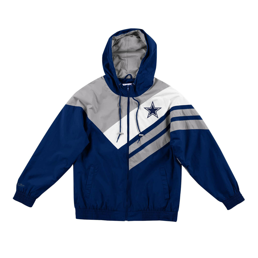 [FLZPMG18043-DCONAVY] Mens Mitchell & Ness NFL Asymmetrical Blocked Jacket Dallas Cowboys - sneakAR