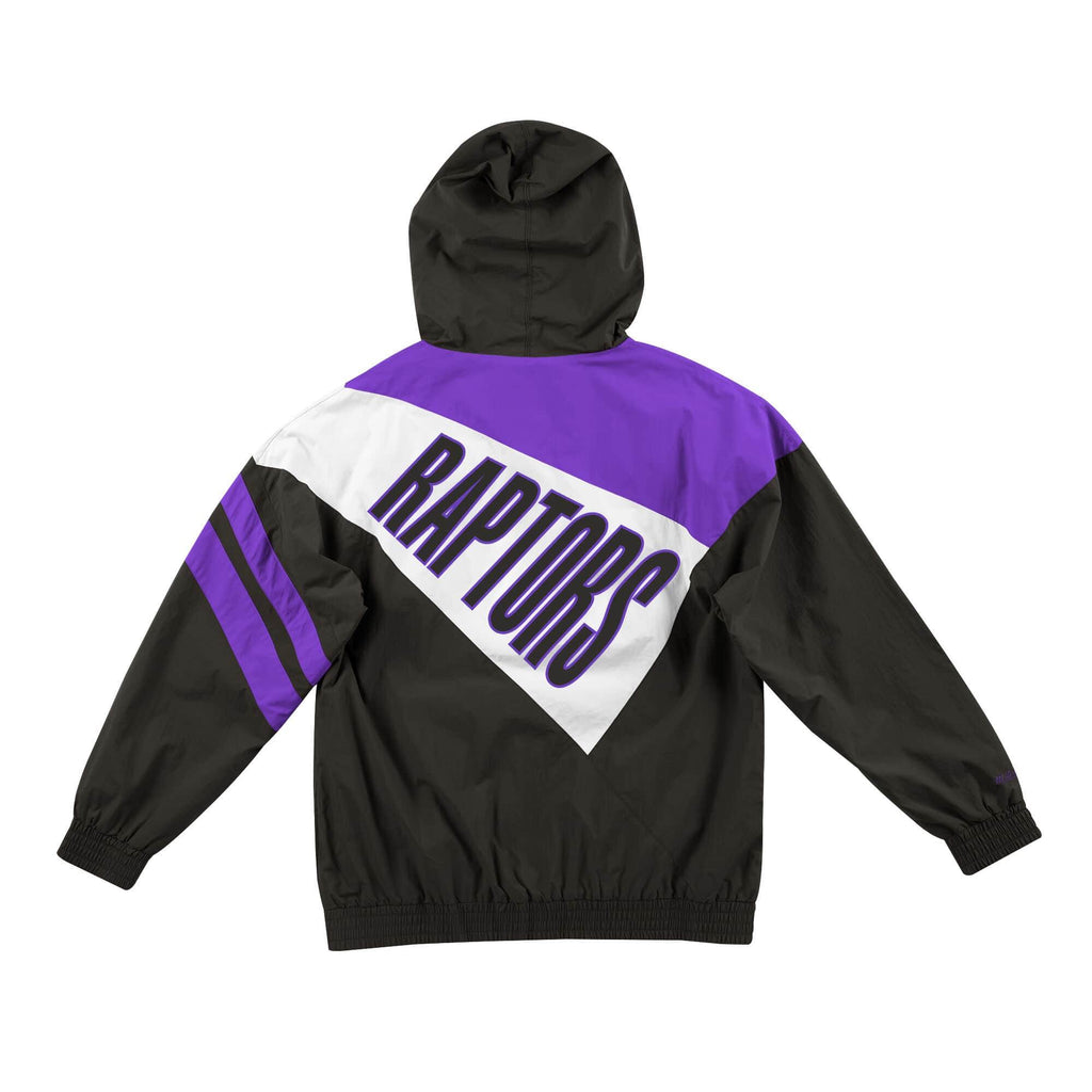 [FLZPMG18043-TRABLCK] Mens Mitchell & Ness NBA Asymmetrical Blocked Jacket Toronto Raptors - sneakAR