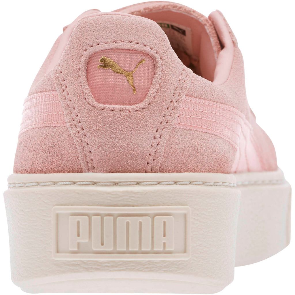 [365828-03] Womens Suede Platform Mono Satin
