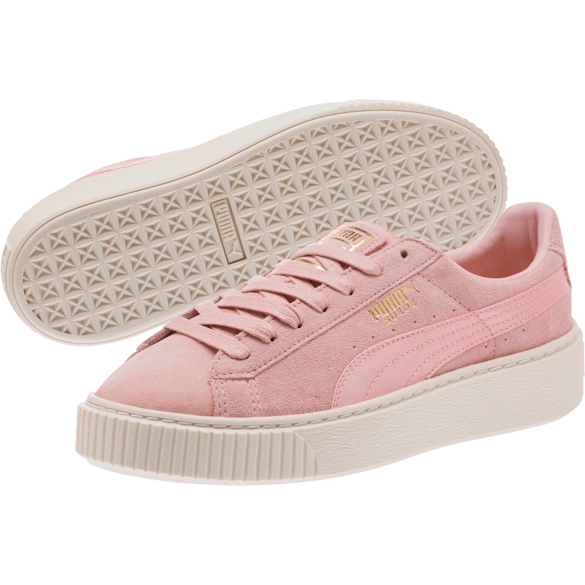 [365828-03] Womens Suede Platform Mono Satin