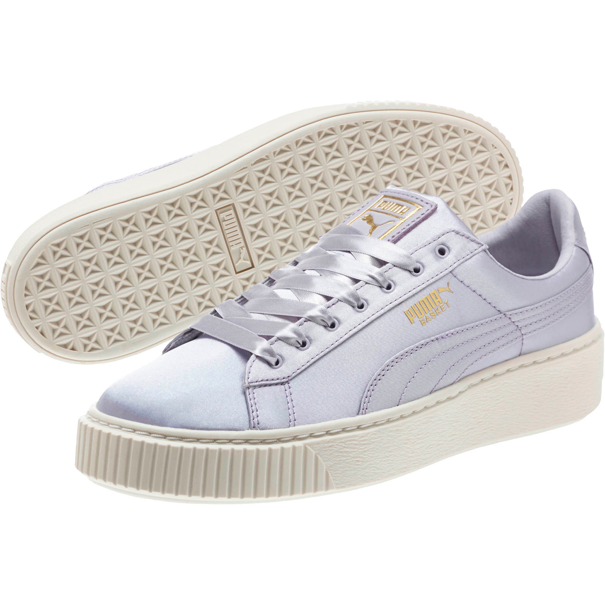 [365719-02] Womens Puma Basket Platform Satin
